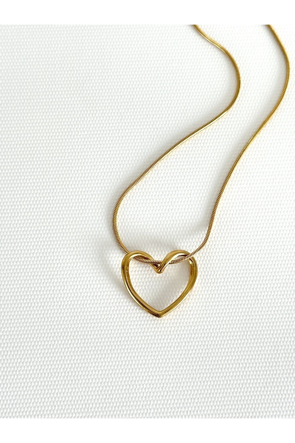 stainles steel Kalpli gold kolye