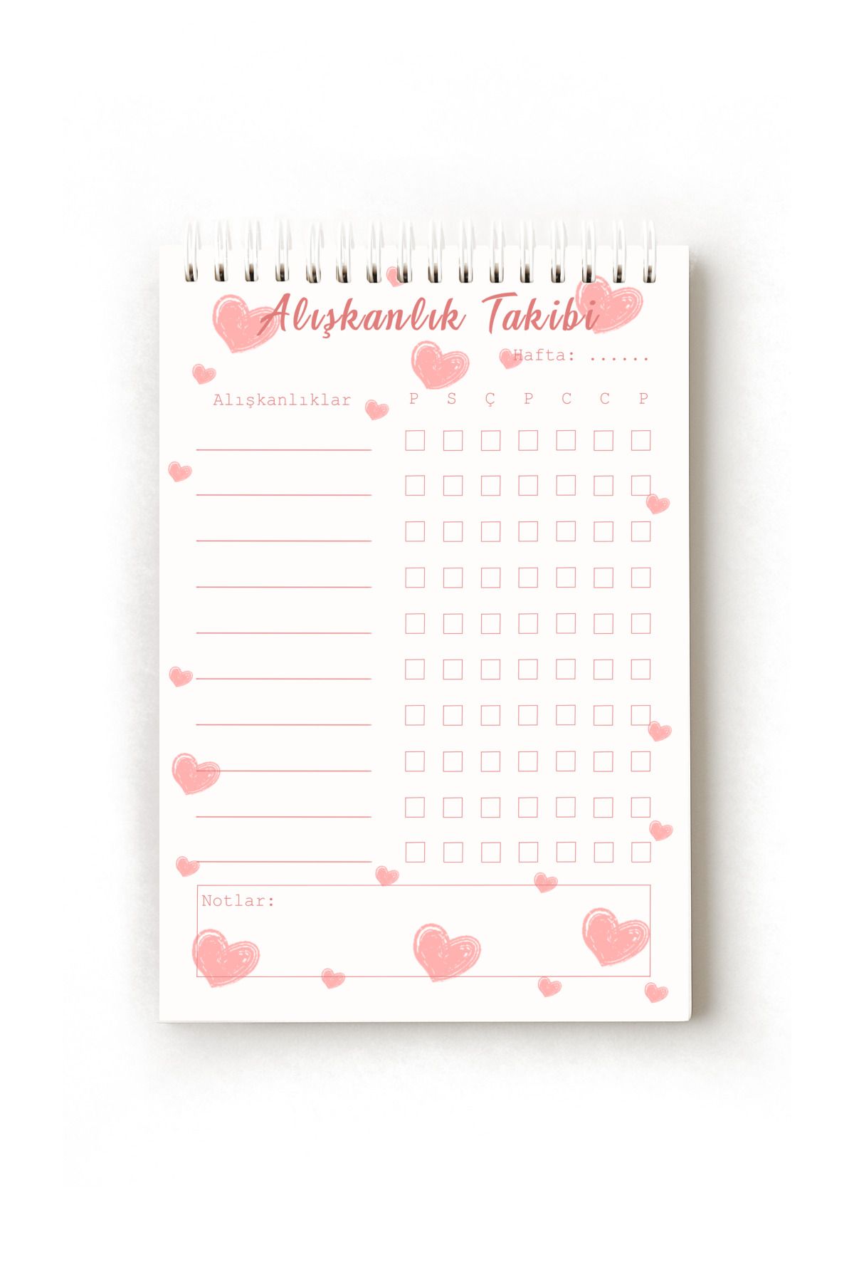 Handeto Kraft Kalp Temalı Türkçe Alışkanlık Takibi, Habit Tracker, A5 Habit Tracker, Rutin Defteri, Zinciri Kırma