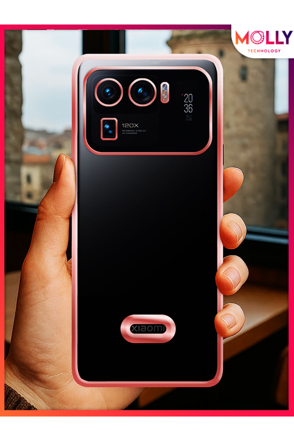 Molly Xiaomi Mi 11 ULTRA İçin Kenarları Rose Lens Koruyuculu Lou Lazer Şeffaf Silikon Kılıf