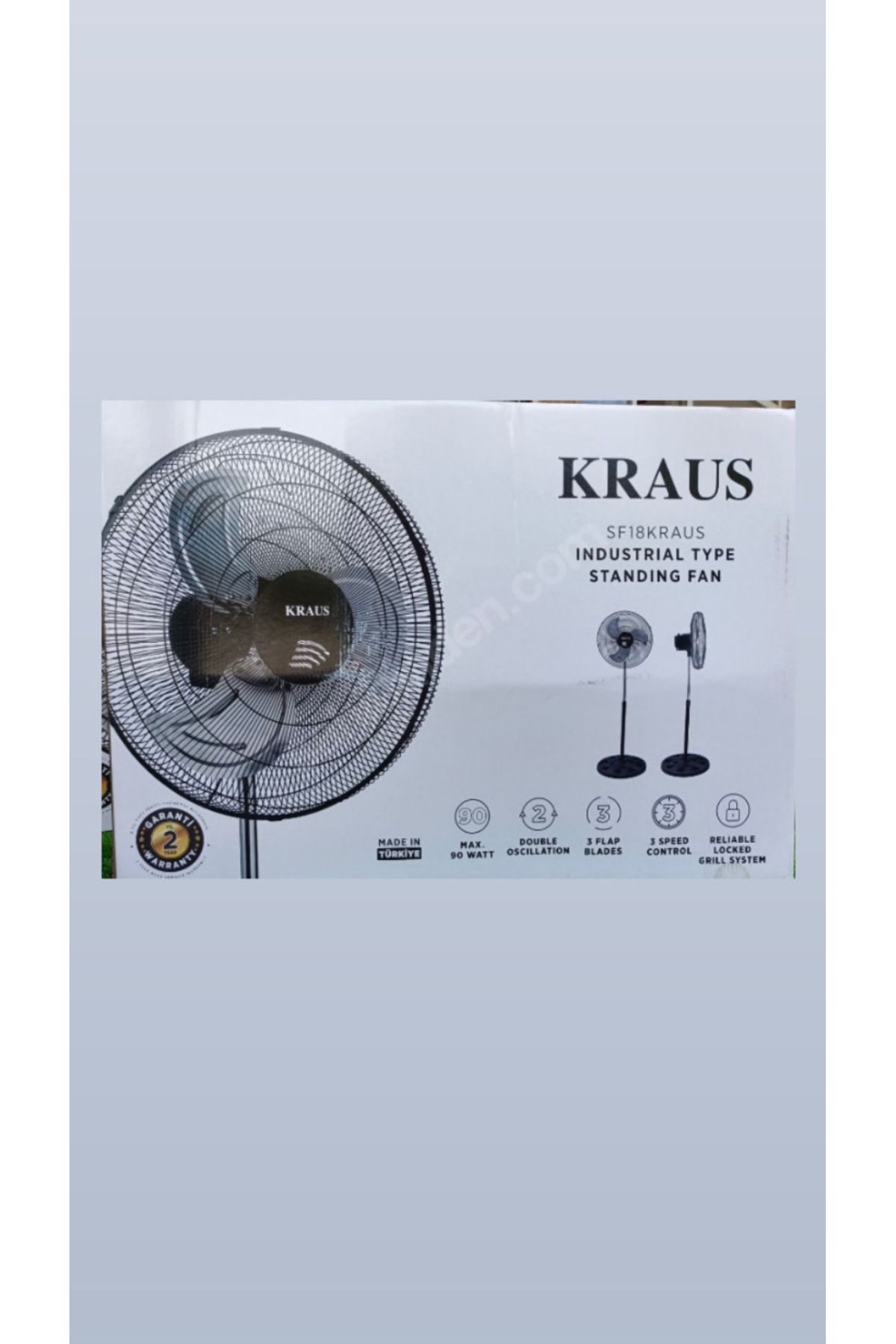 Kraus 3in1 18” Metal Pervaneli Sanayi Tipi Ayaklı Vantilatör 90W