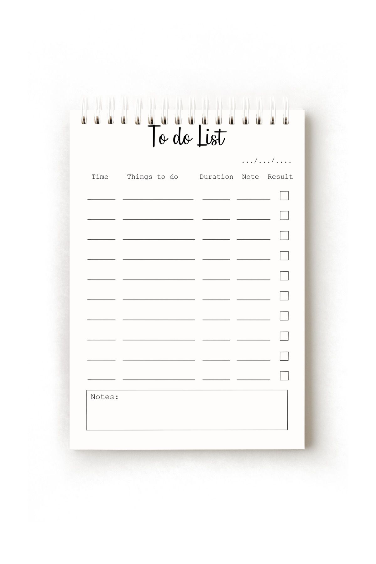 Handeto Kraft Sade Minimalist İngilizce Yapılacaklar Listesi, To-do List, A5 To-do List, Görev Listesi, Spiralli