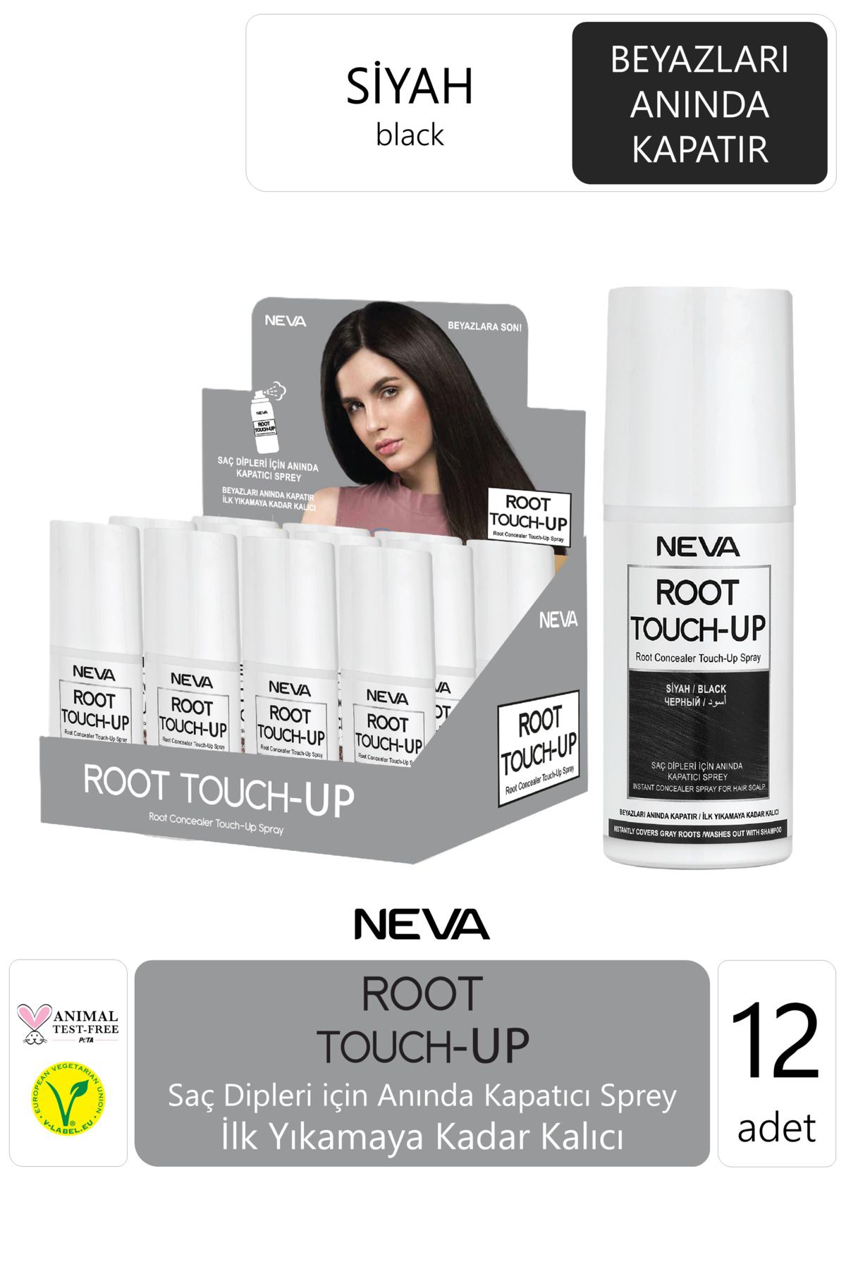 Neva Root Touch-up Kapatıcı Sprey - Siyah 12'li Paket