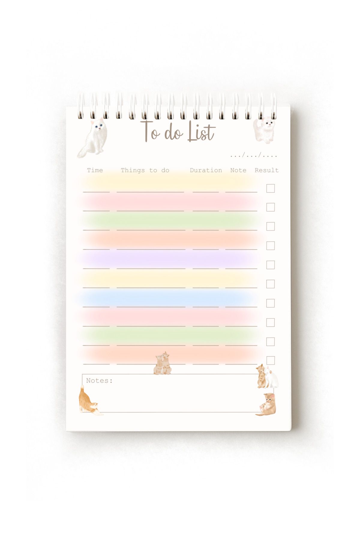 Handeto Kraft Kedi Temalı İngilizce Yapılacaklar Listesi, To-do List, A5 To-do List, Görev Listesi, Spiralli To-do