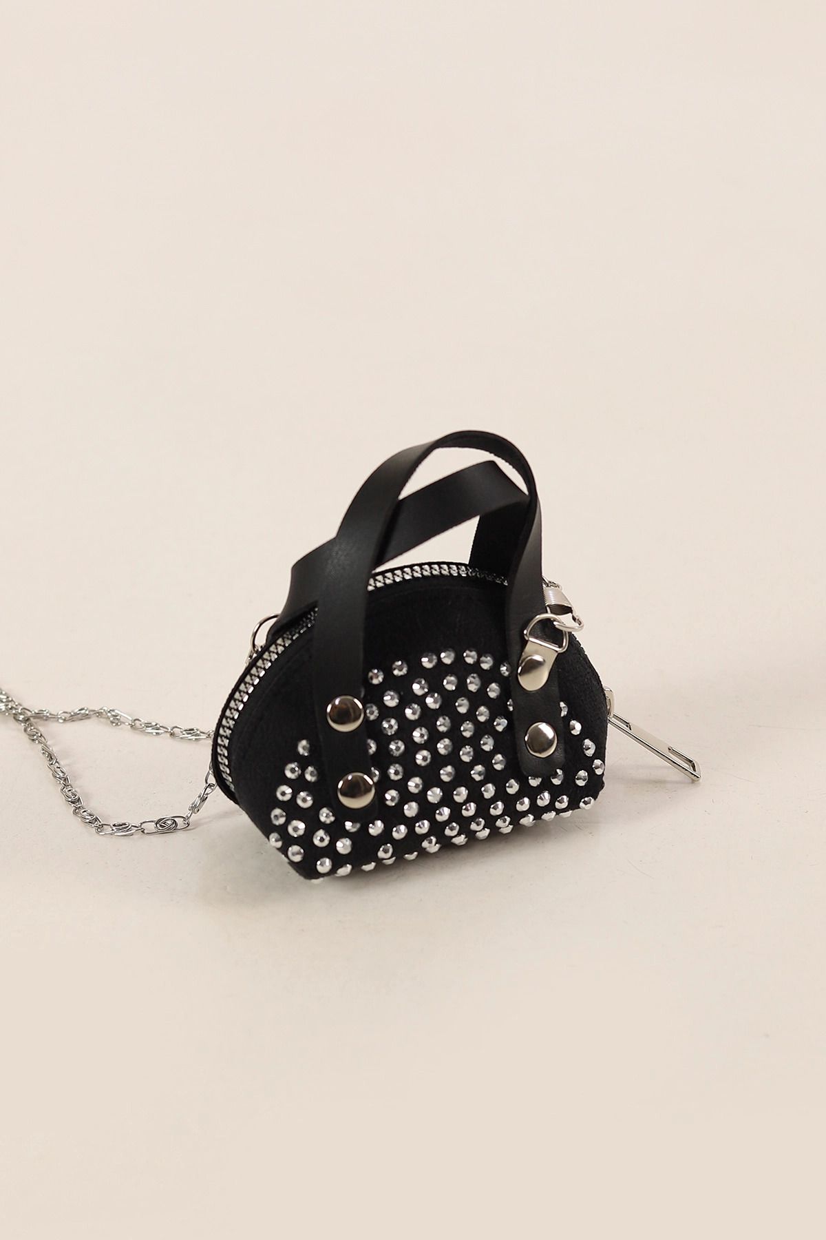 FHD BAGS Taş Tasarımlı Mini Boy Tek Bölmeli Zincir Askılı El ve Omuz Çantası