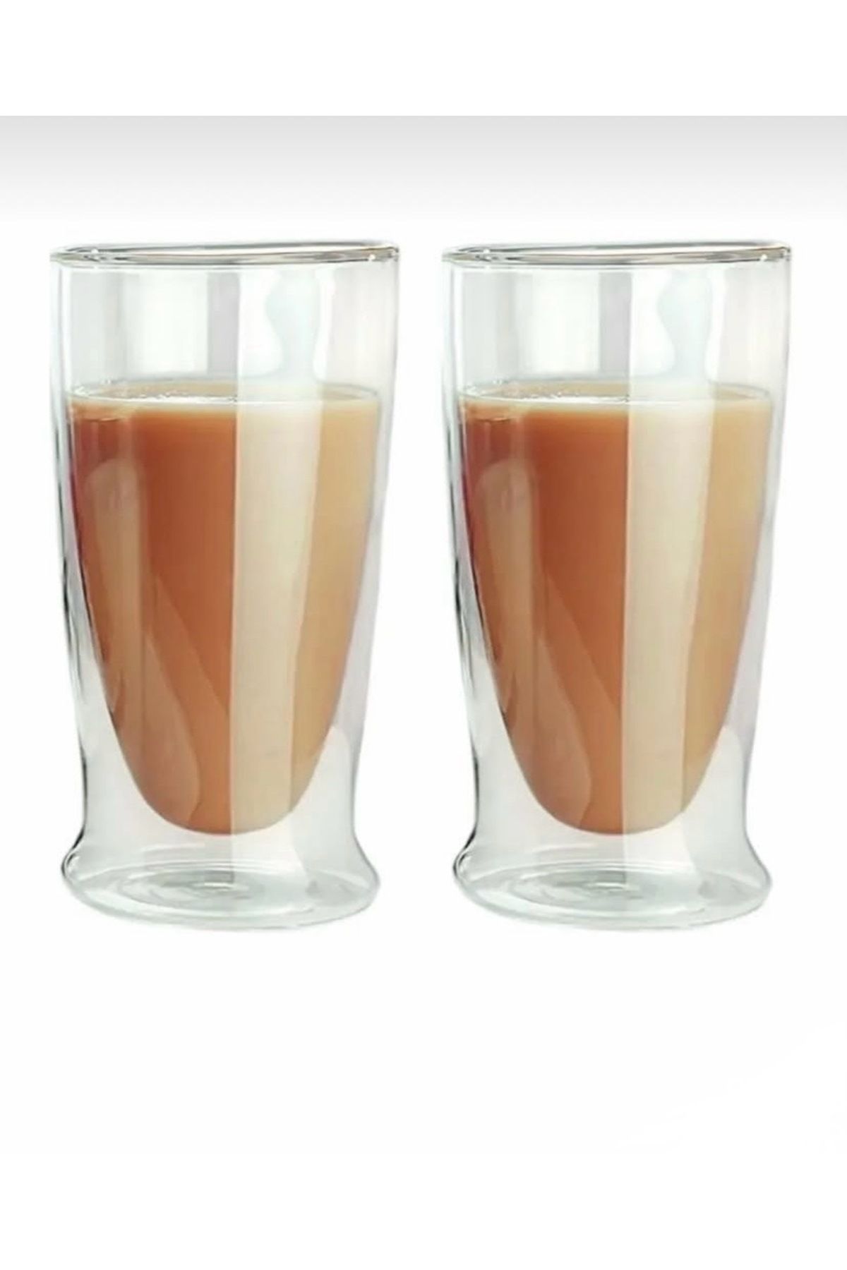 Home 2li Çift Cidarlı Cam Meşrubat Bardağı Soğuk Sıcak Kahve Çay Milkshake Bardağı