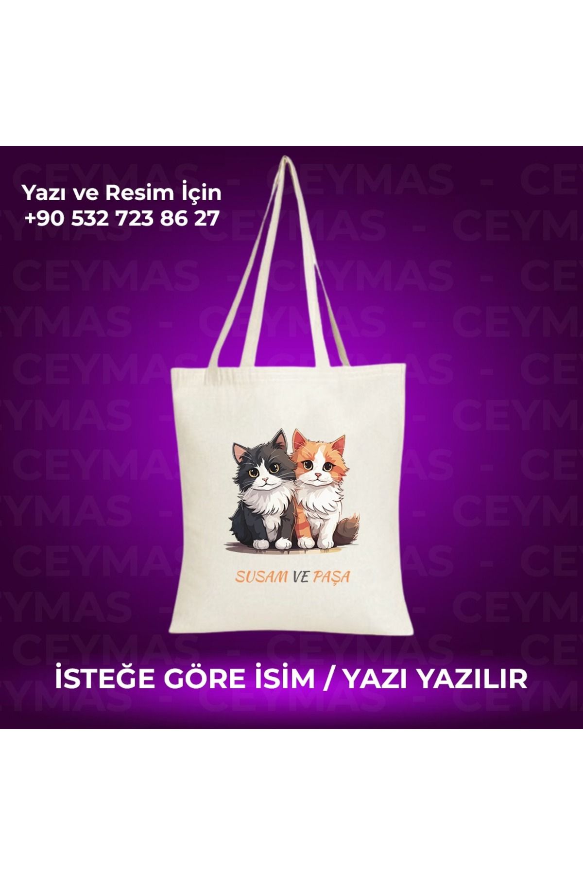 Ceymas Hediyelik Kişiye Özel Keten Kol Ve Plaj Çantası