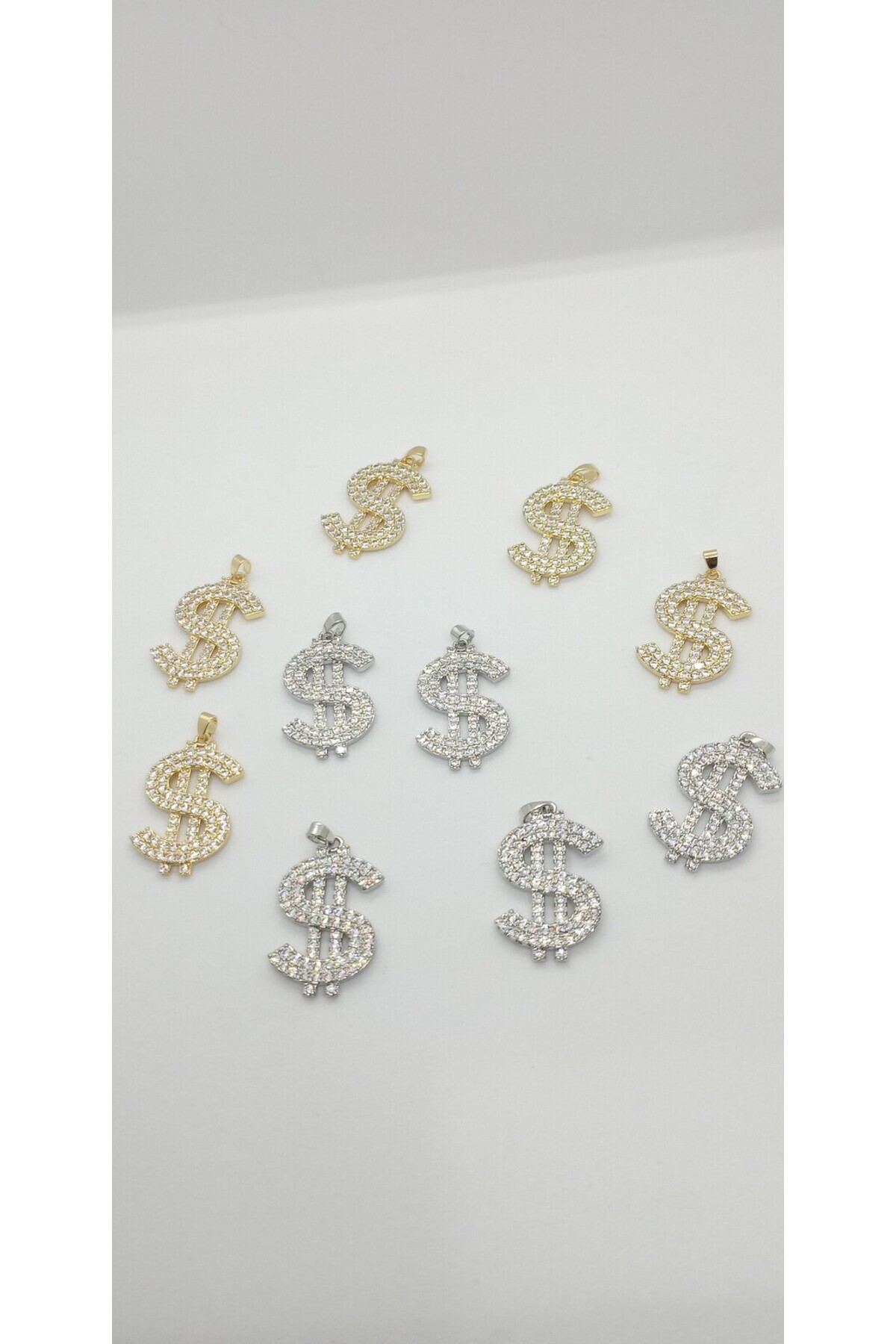 ndjewelry Gold Renk Taşlı Dolar Kolye Ucu