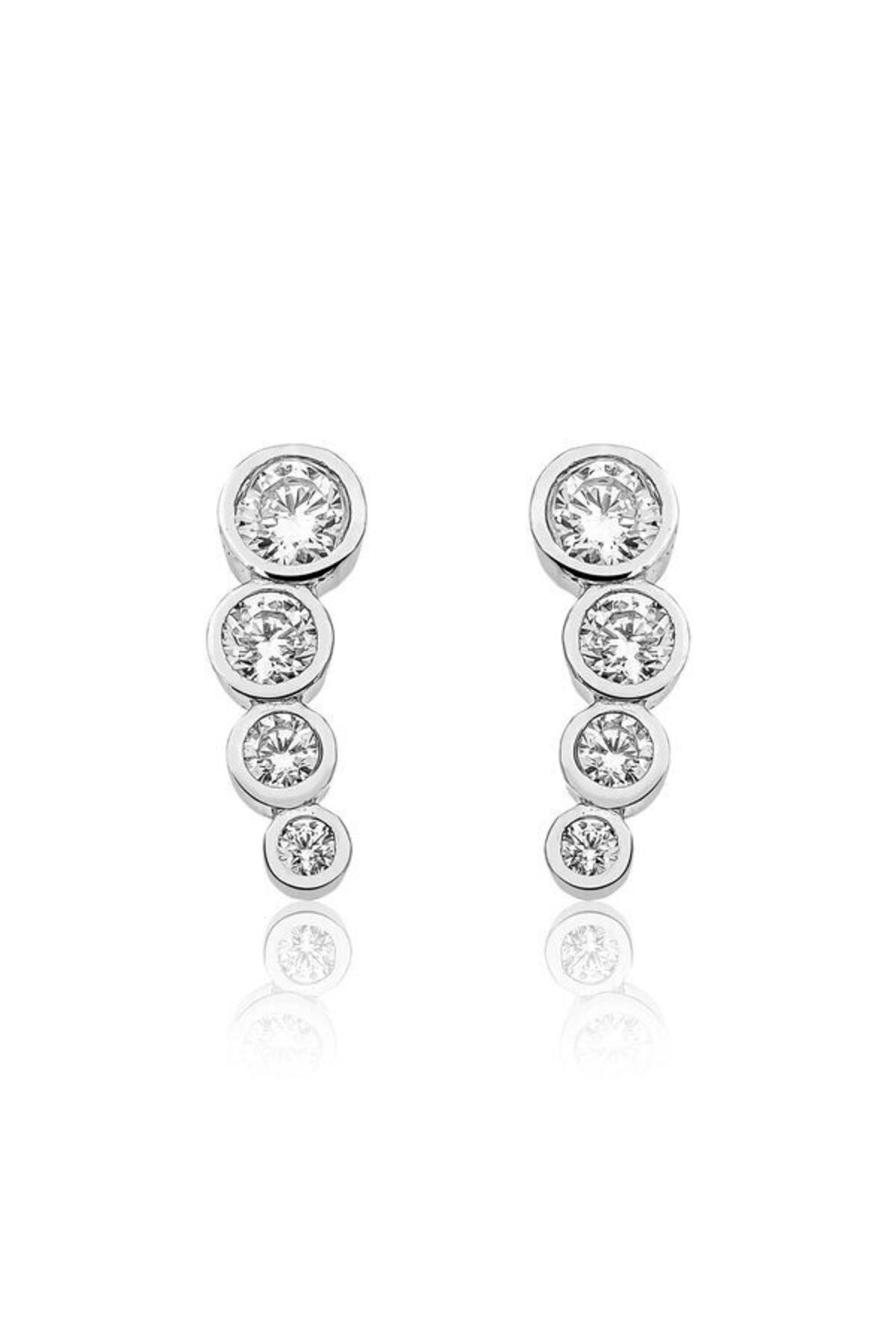 shop Dört Taş Çivili 925 Ayar Gümüş Küpe