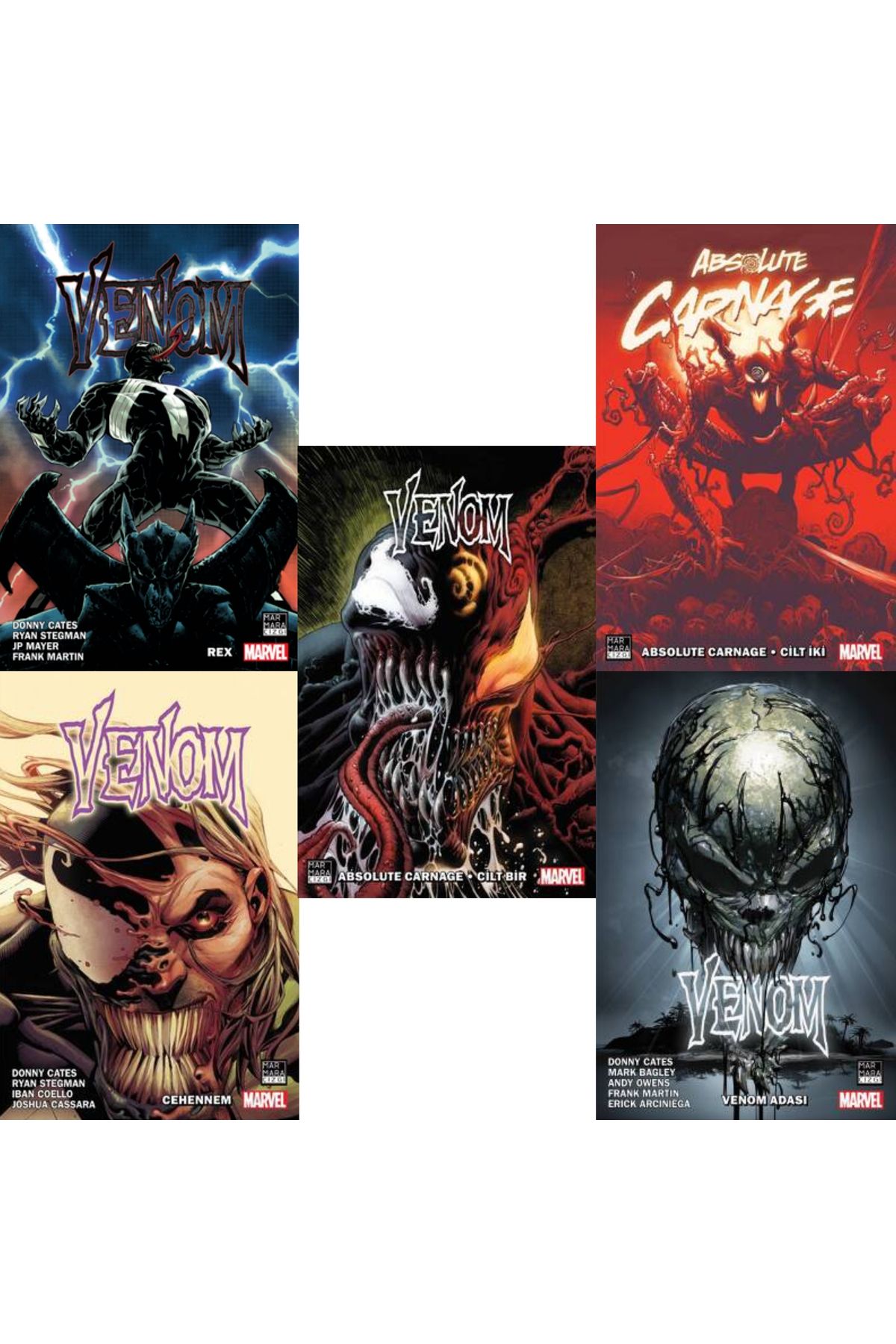 Marmara Çizgi Yayınları Venom Rex - Cehennem - Absolute Carnage 1 - 2 - Venom Adası Çizgi Roman Seti