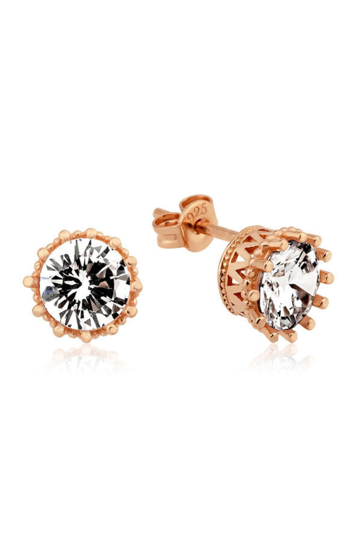 shop Tırnaklı Tek Taş Çivili 925 Ayar Gümüş Küpe