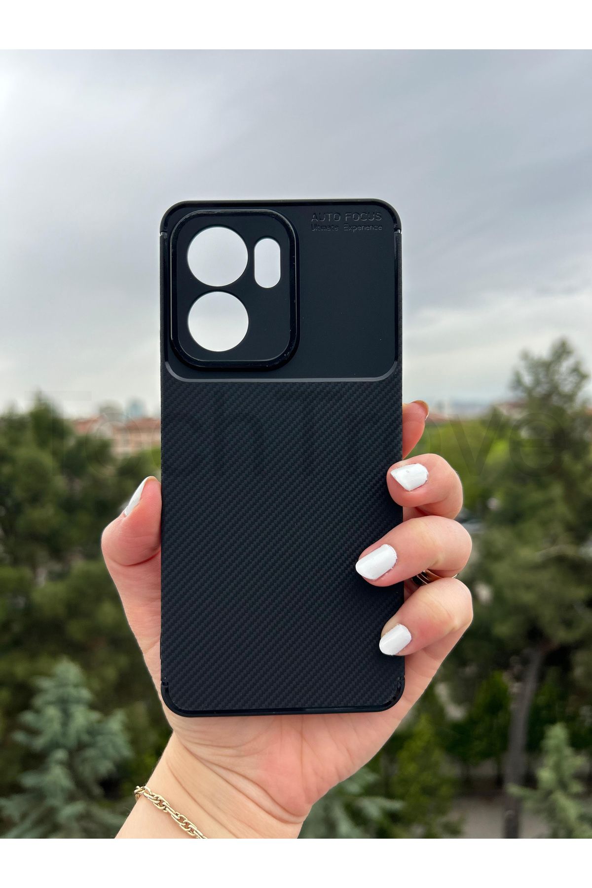 TechTrove Oppo Reno 13F Kılıf Karbon Tasarımlı İnce Yapılı Kamera Koruma Çıkıntılı Kapak