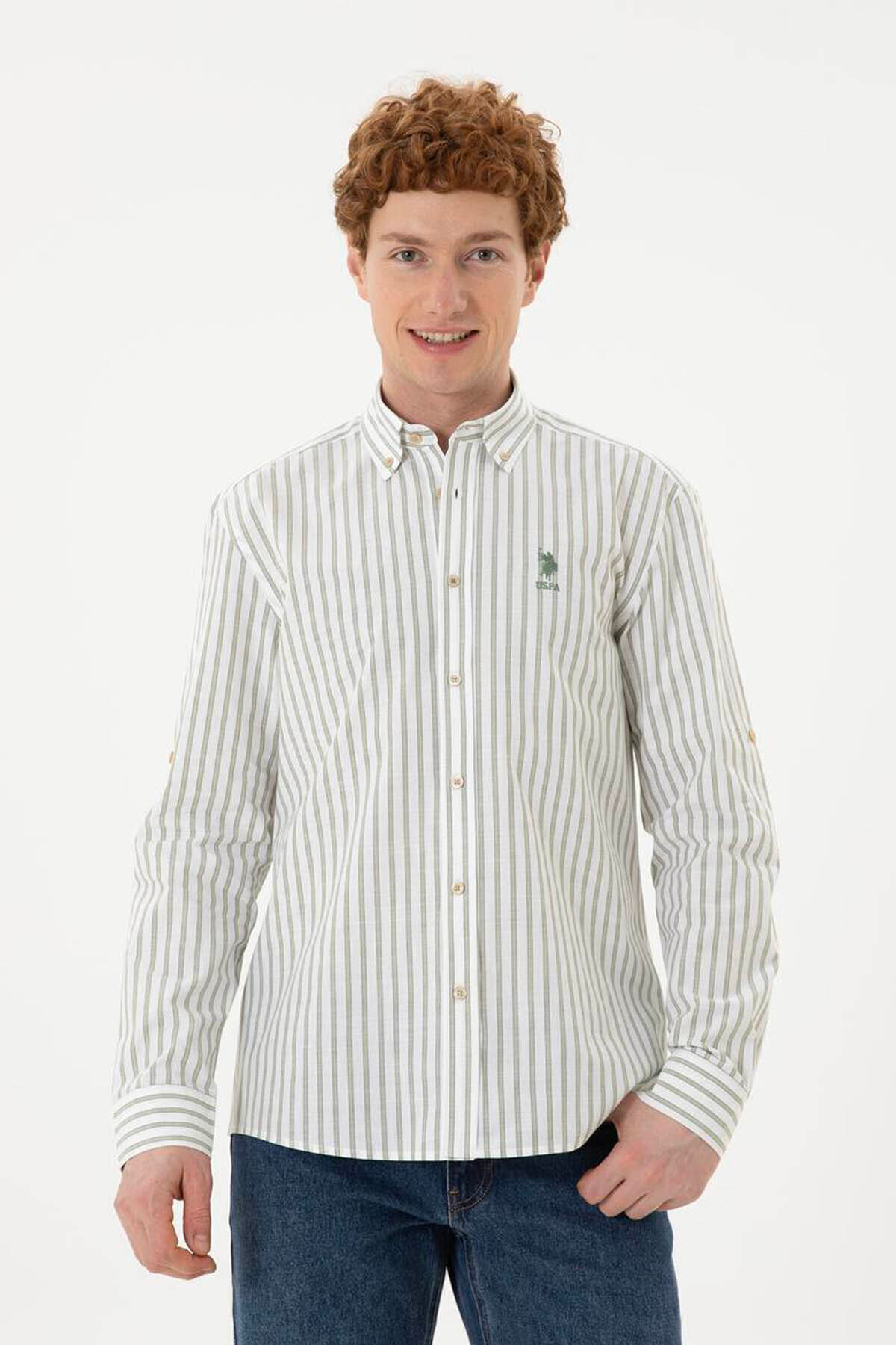 U.S. Polo Assn. Fıgure Yeşil Erkek Gömlek 1831297 — سبز 1886621 — تصویر 3 از 6