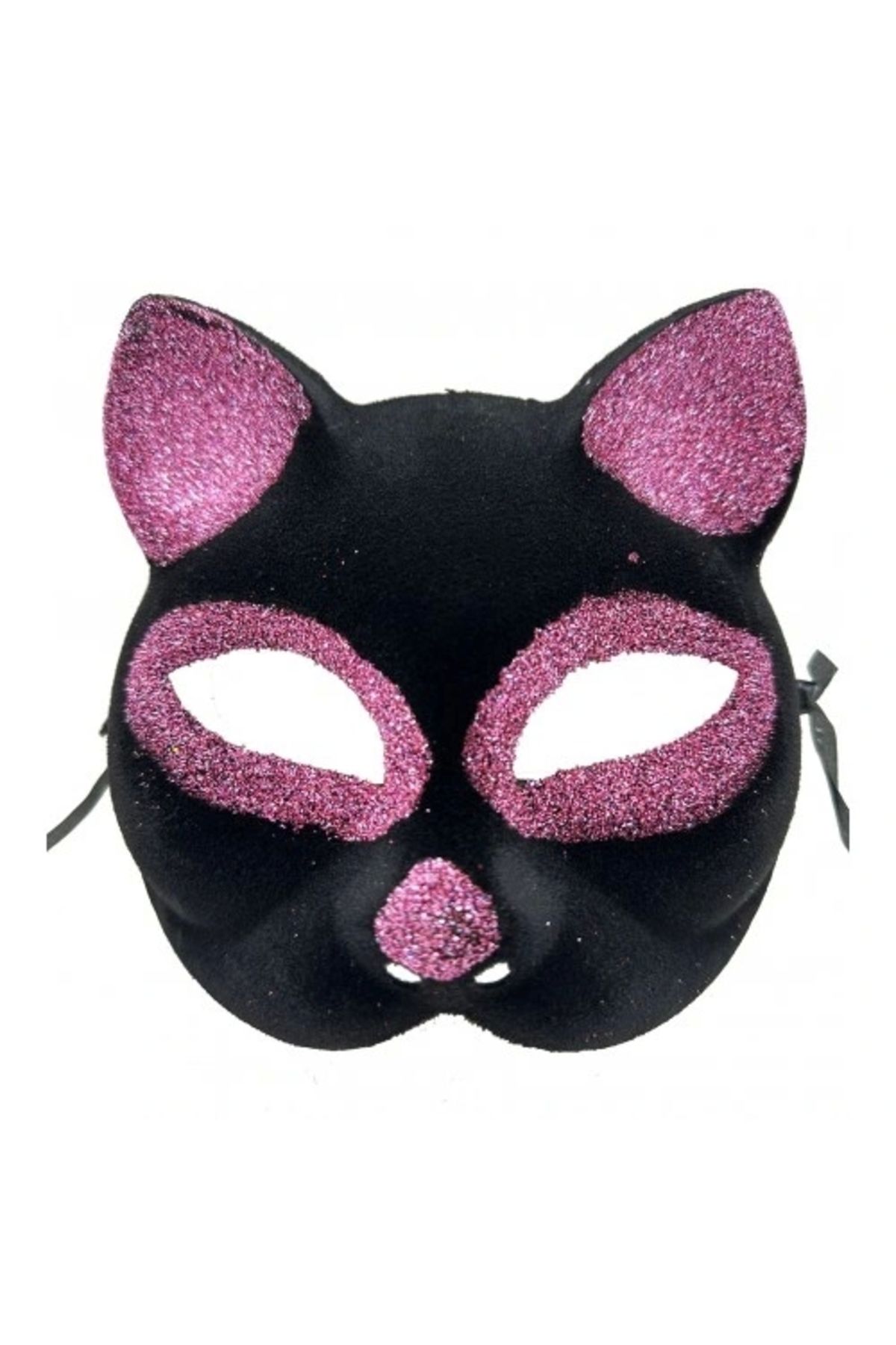 ShopNova Siyah Renk Pembe Simli Kedi Maskesi