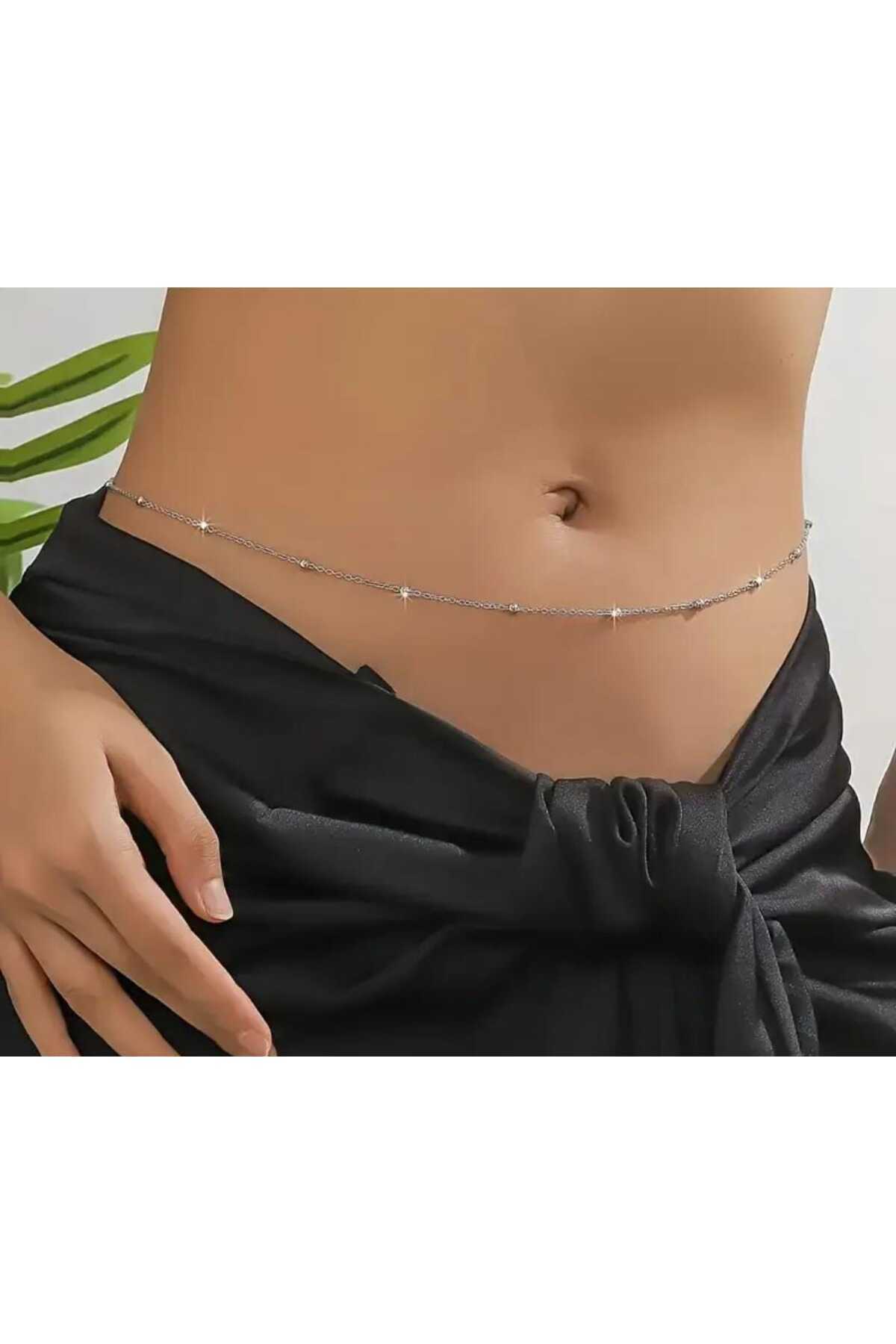 Anelli Kadın Işıltılı Taş Detaylı Ayarlanabilir Bel Zinciri | Göbek Halhalı – Yazlık Vücut Aksesuarı