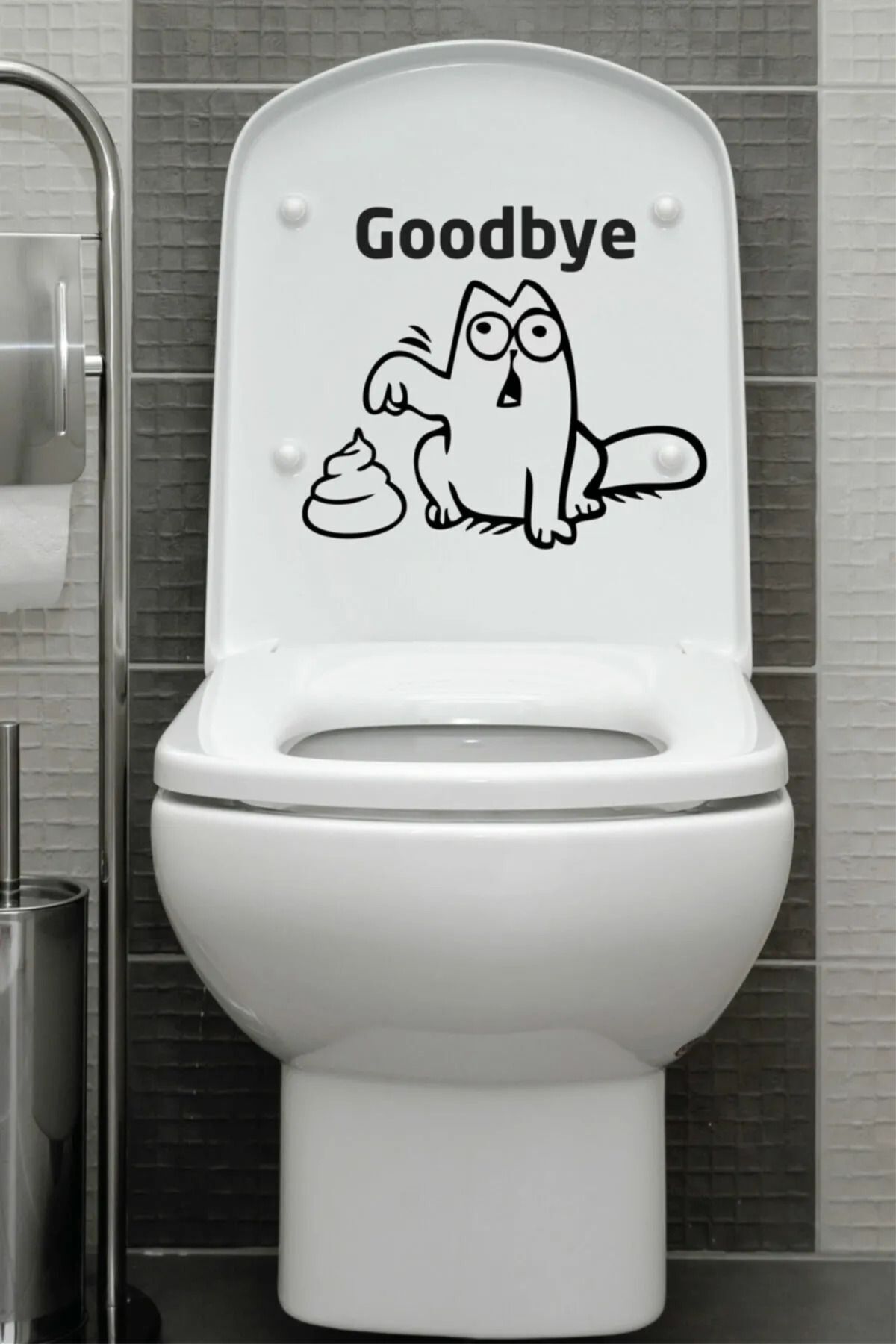 hediyenebak Goodbye Tasarımlı| Klozet Kapağı Banyo Wc Sticker 30x25 cm