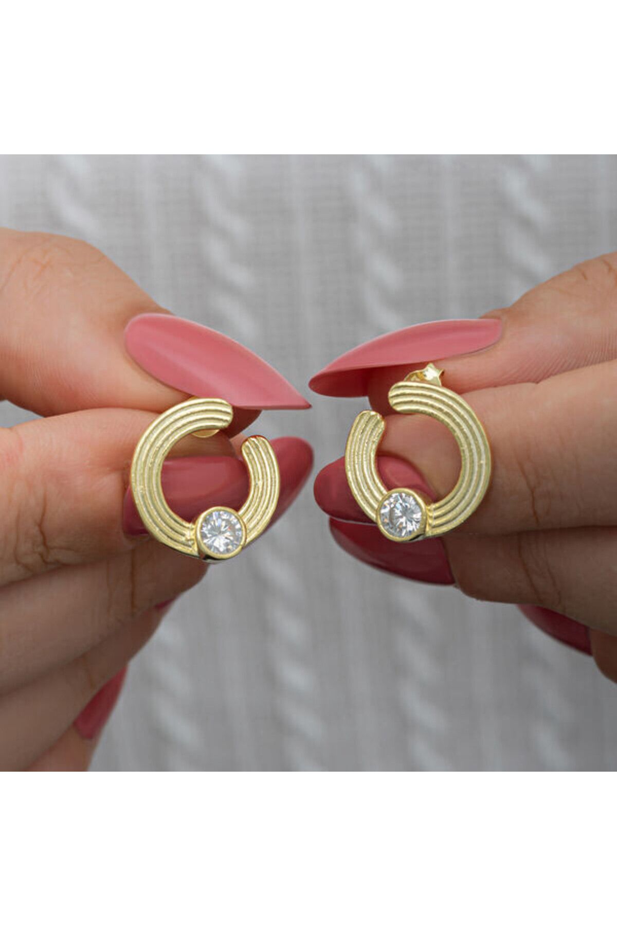 shop Gold Tektaş 925 Ayar Halka Gümüş Küpe