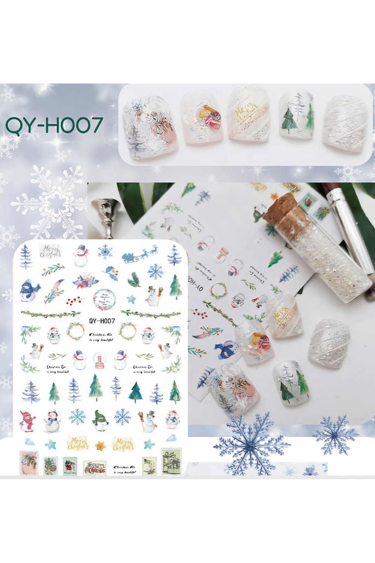 Sibelon 3D Kabartmalı Nail Art Sticker Kendinden Yapışkanlı Tırnak Sticker Takma Tırnak Süsleme