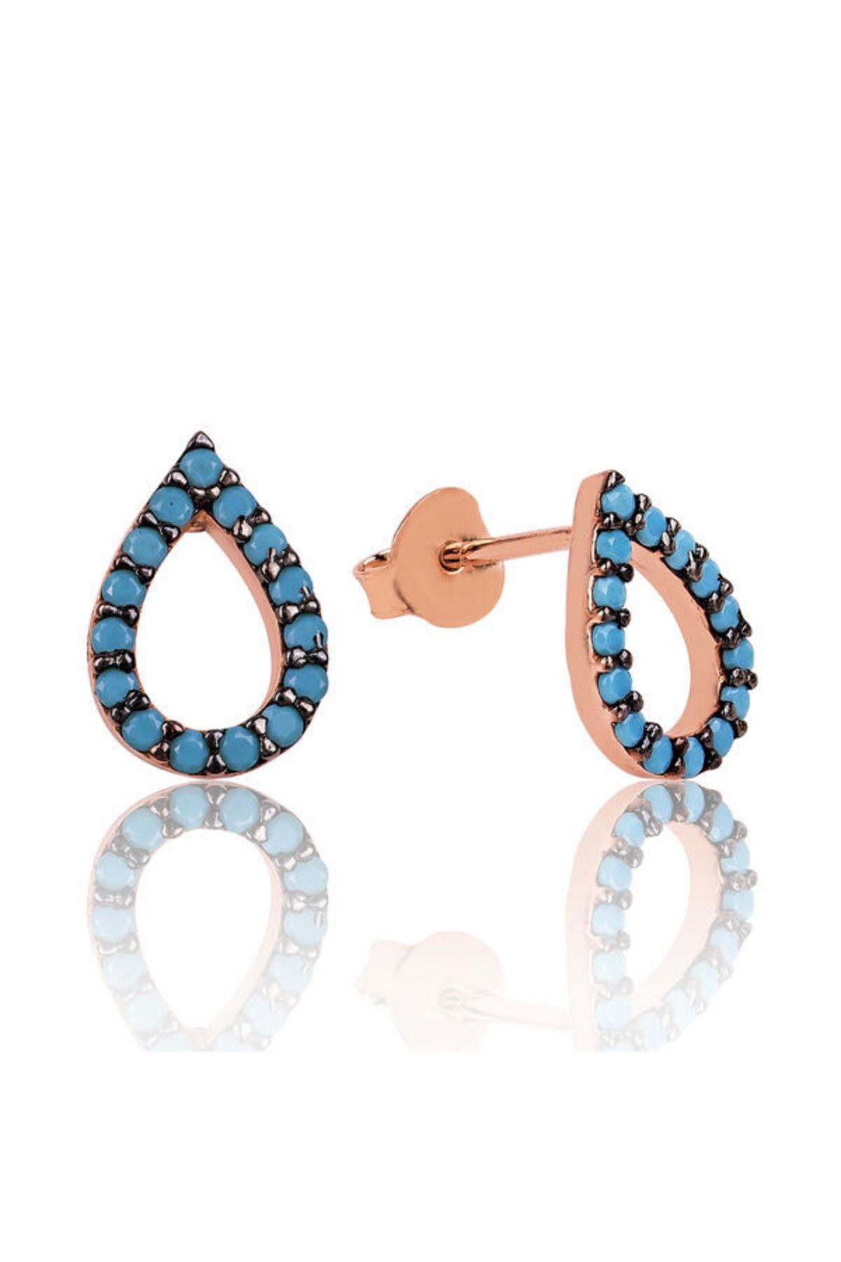 shop Firuze Aşk Damlası Çivili 925 Ayar Gümüş Küpe