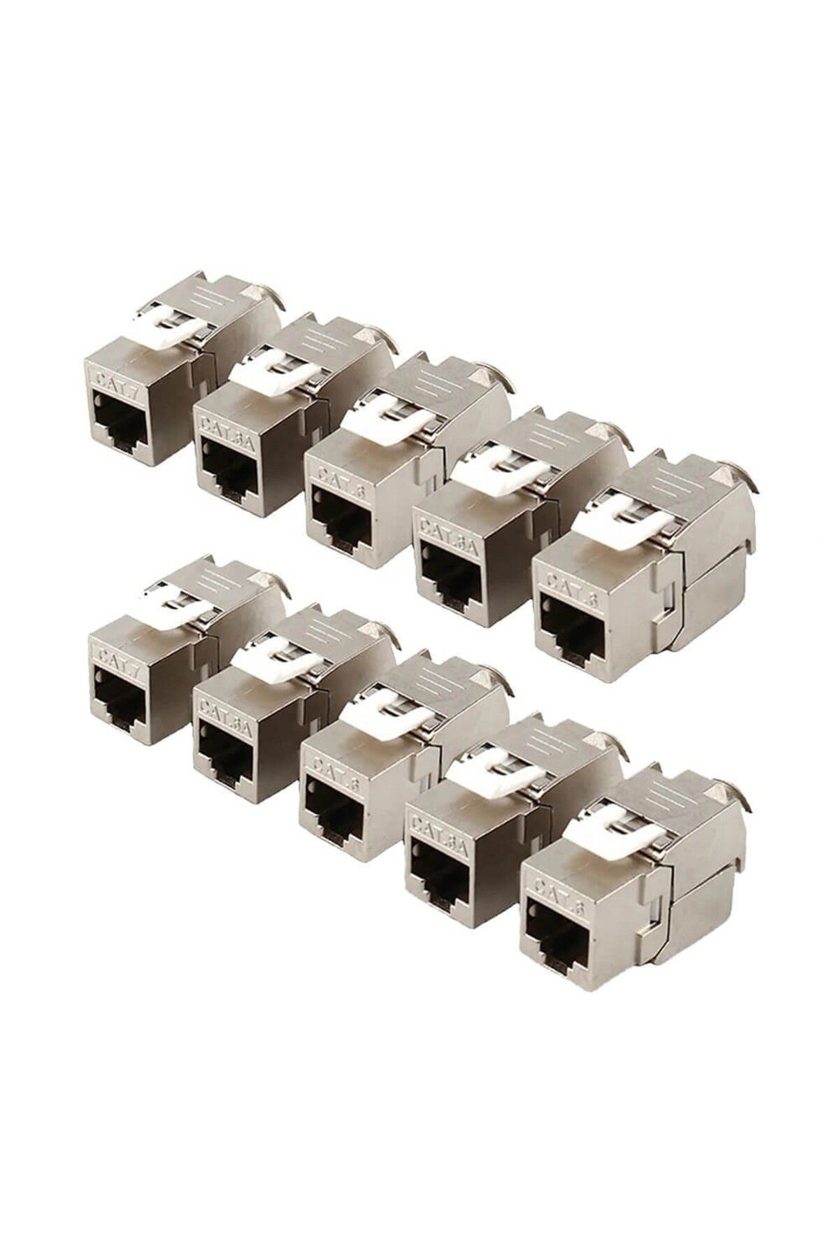 Koodmax 10 Adet - CAT6A Keystone Jack - Cat6A RJ45 Toolless Shielded STP Keystone Jack 180 Derece 10Gbps