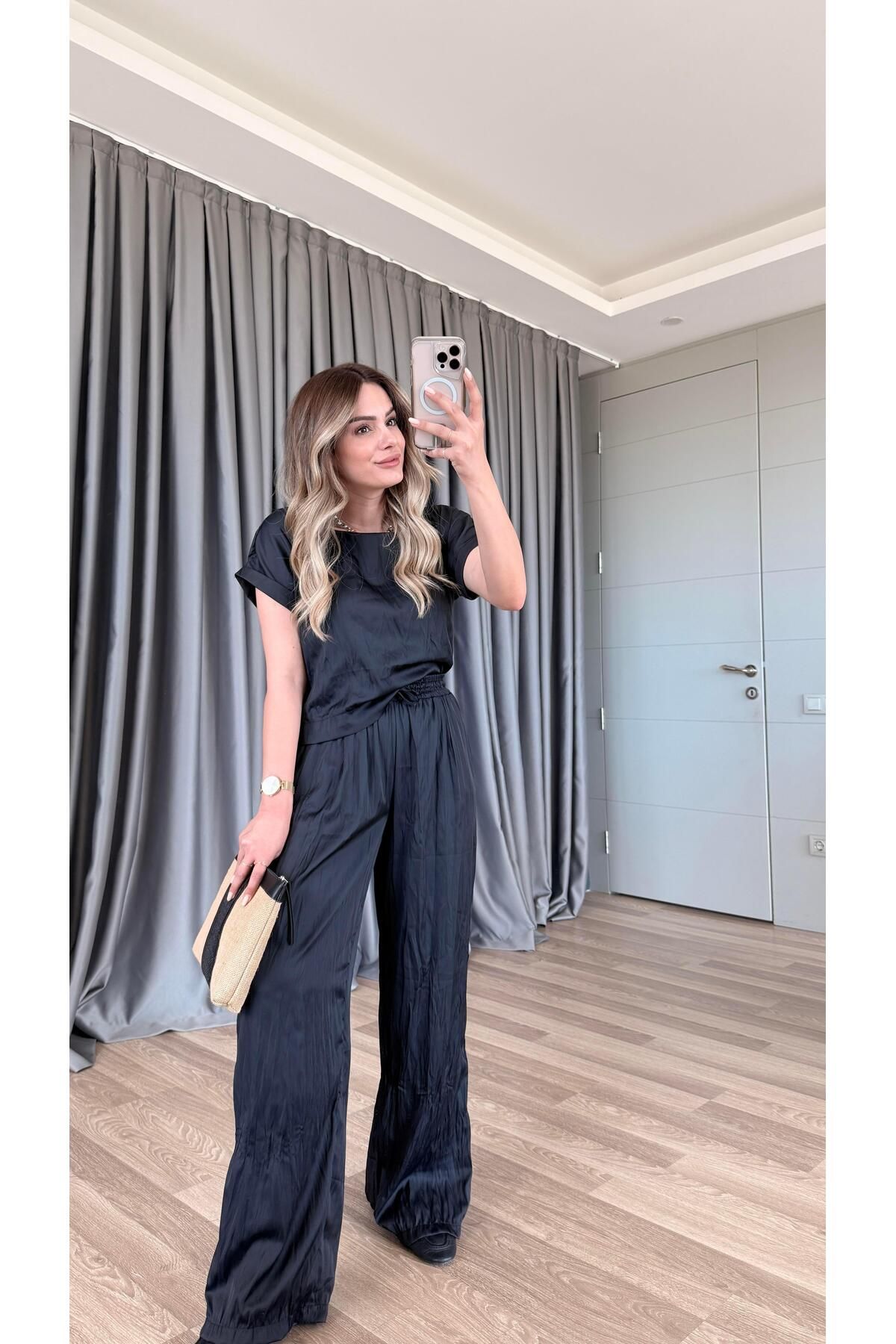 pelin yıldız butik Nancy Kısa Kollu Bluz Pantolon Takım
