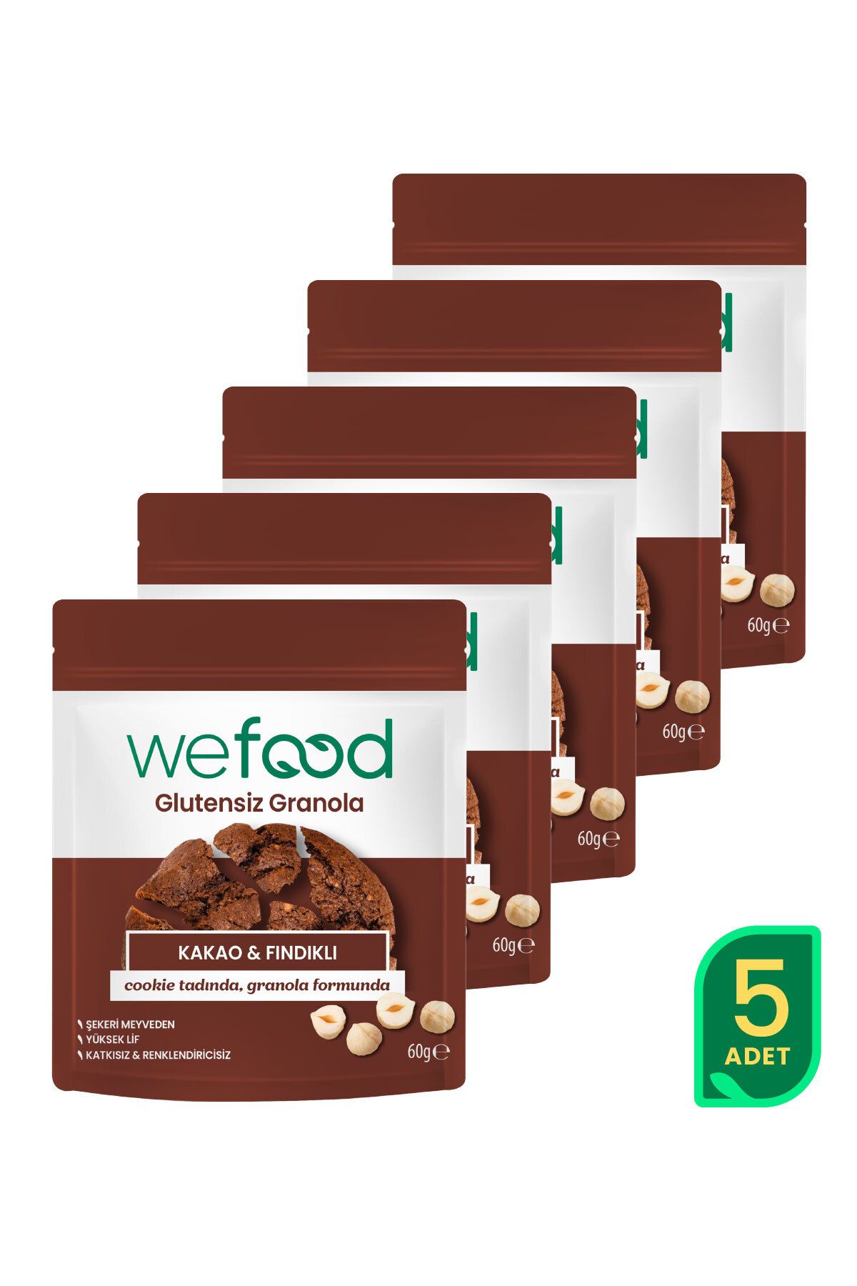 Wefood Glutensiz Granola Bites Kakao & Fındıklı 60 gr 5'li