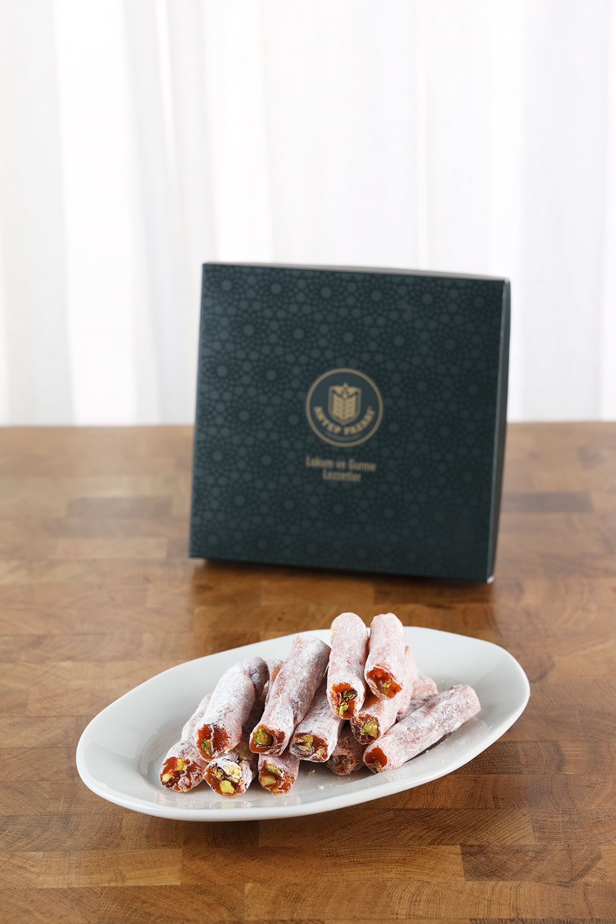 Antep Pazarı Portakallı Antep Fıstıklı Fitil Lokum - 200 gr
