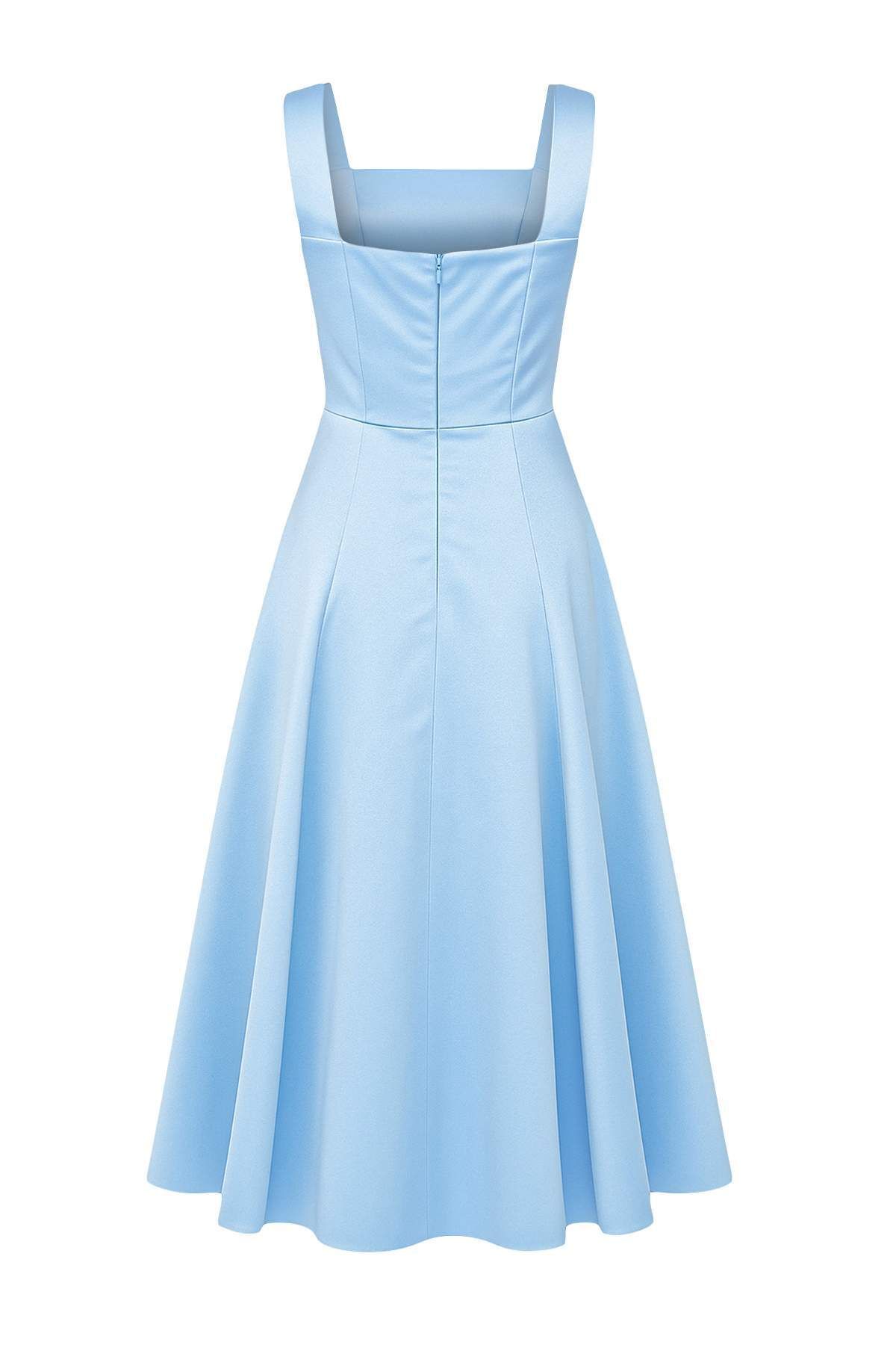 Trendyol Collection-Světle modré saténové tkané elegantní večerní šaty na promoci TPRAW25EL00040 8