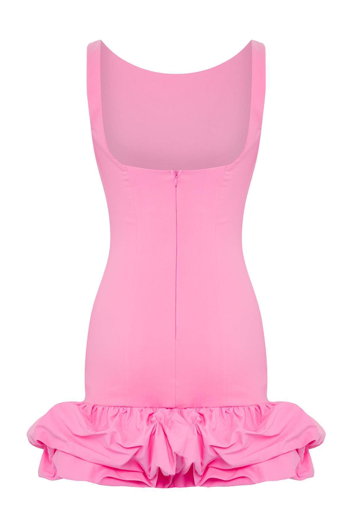 Trendyolmilla  Pembe Balon Etek Detaylı İçi Şort Astarlı Dokuma Kısa Elbise TPRSS25EL00059 - Görsel 8