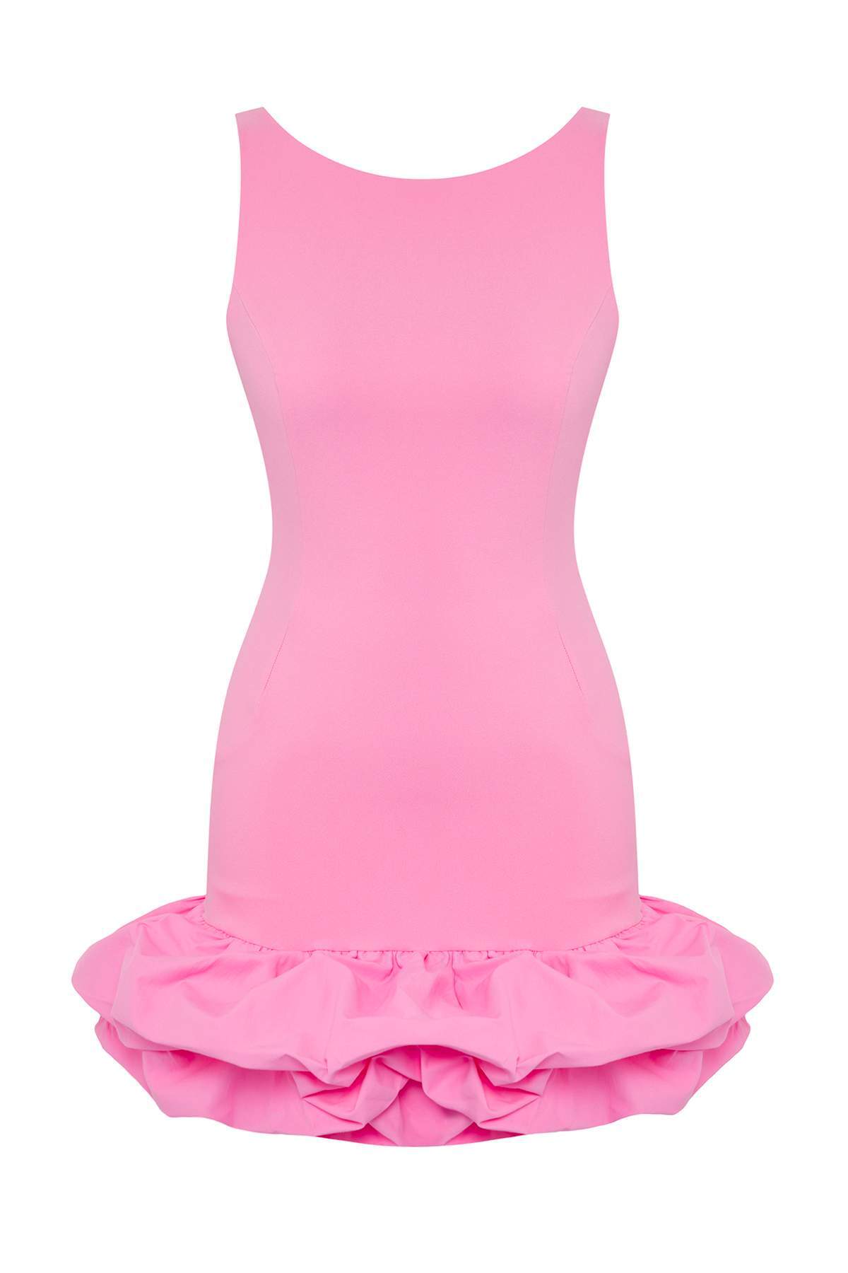 Trendyolmilla  Pembe Balon Etek Detaylı İçi Şort Astarlı Dokuma Kısa Elbise TPRSS25EL00059 - Görsel 7