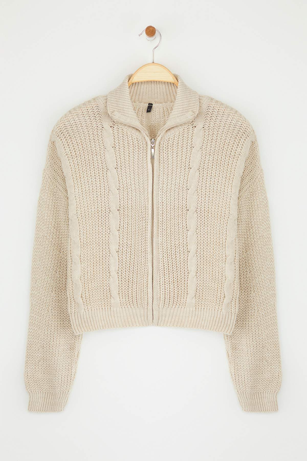 Trendyolmilla  Taş*001 Crop/Kısa Düz Dik Yaka Triko Hırka TWOAW24HI00238 - Görsel 5