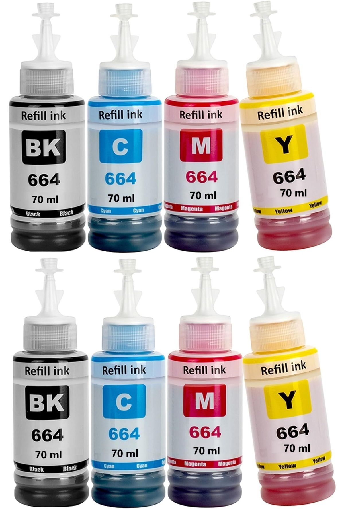 EPSON 664 T664 Mürekkep Seti EcoTank 664 L100 L110 L120 L210 L350 L355 L5 Uyumlu Yazıcı (2 Set 8 Adet)