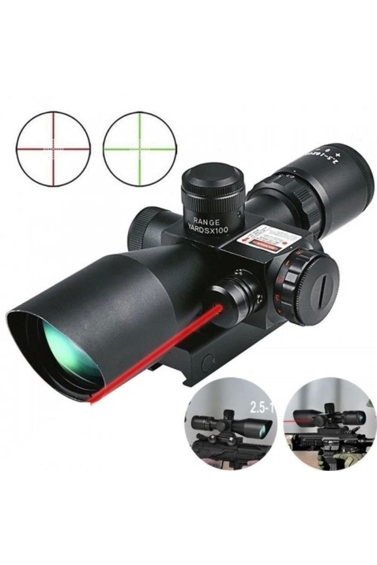 OurStyles Süper Zoomlu – Lazerli – Profesyonel Av Tüfeği Dürbünü 2.5-10x40/e