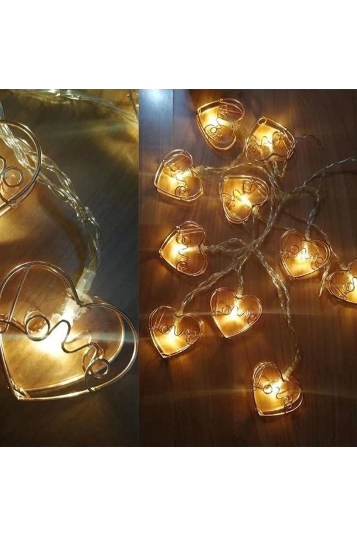 OurStyles Kalpli Şerit Led Işık Zinciri Aydınlatma Doğum Günü Süs Işığı