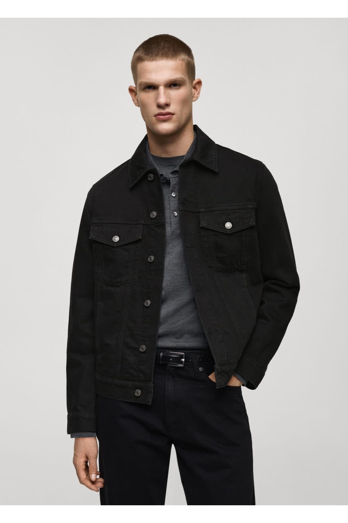 Kürk yakalı denim mont