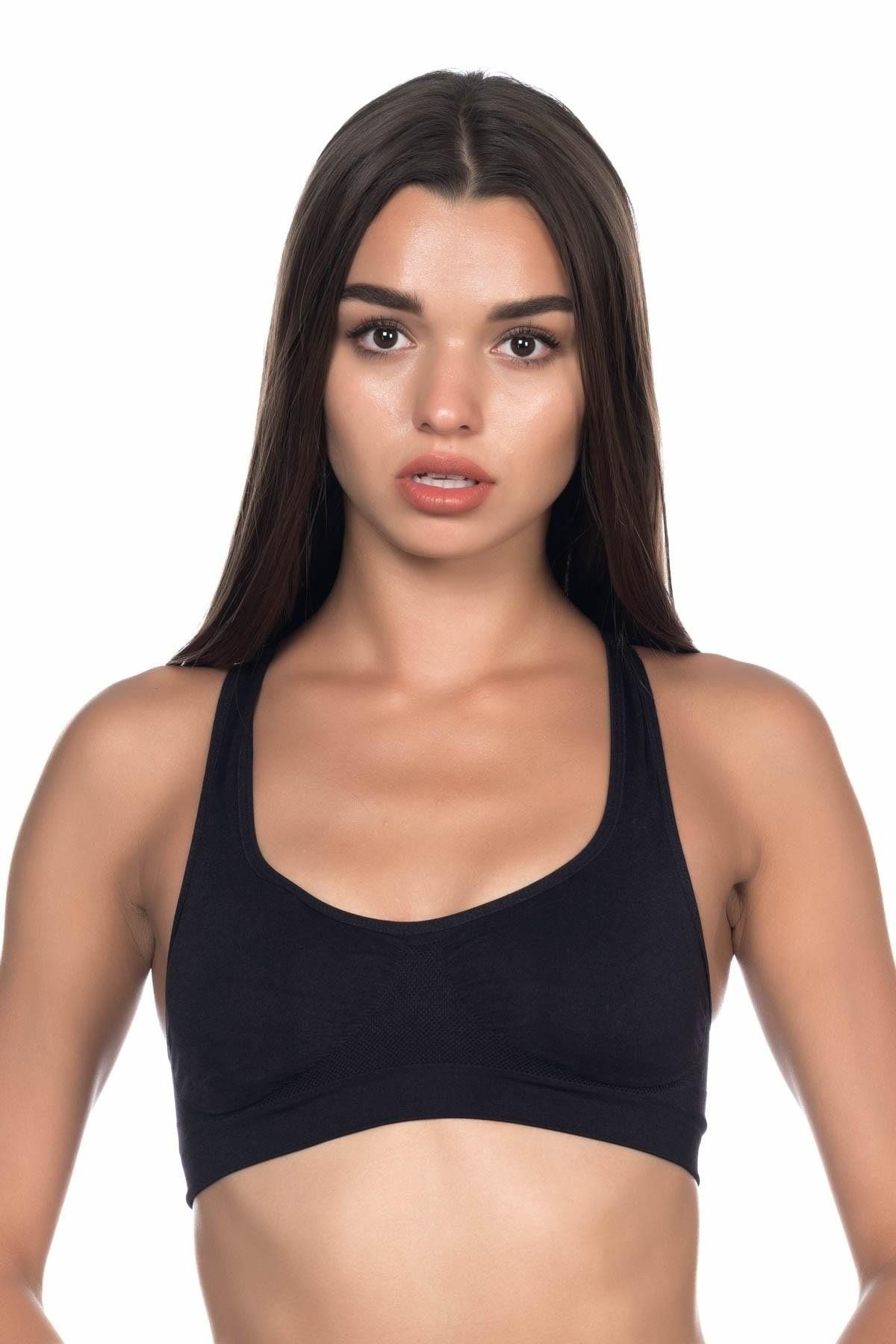 Moon wear Siyah Mı Emay 4025 Pedli Sporcu Büstiyer
