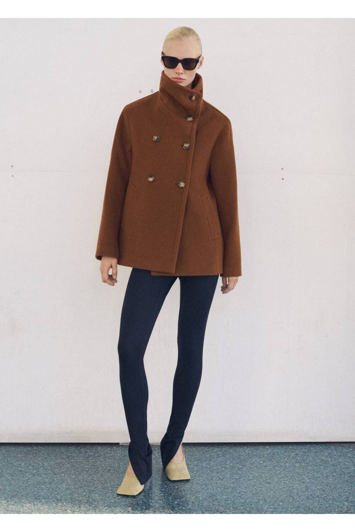 MANGO Woman-Double-breasted wool coat 2