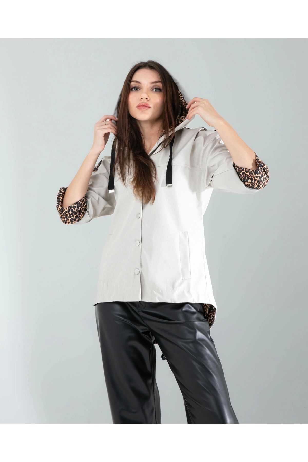 OurStyles Leopar Detaylı Ceket