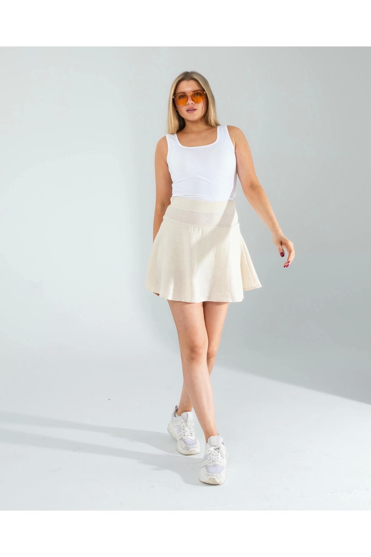 OurStyles Taş Keten Şort Etek