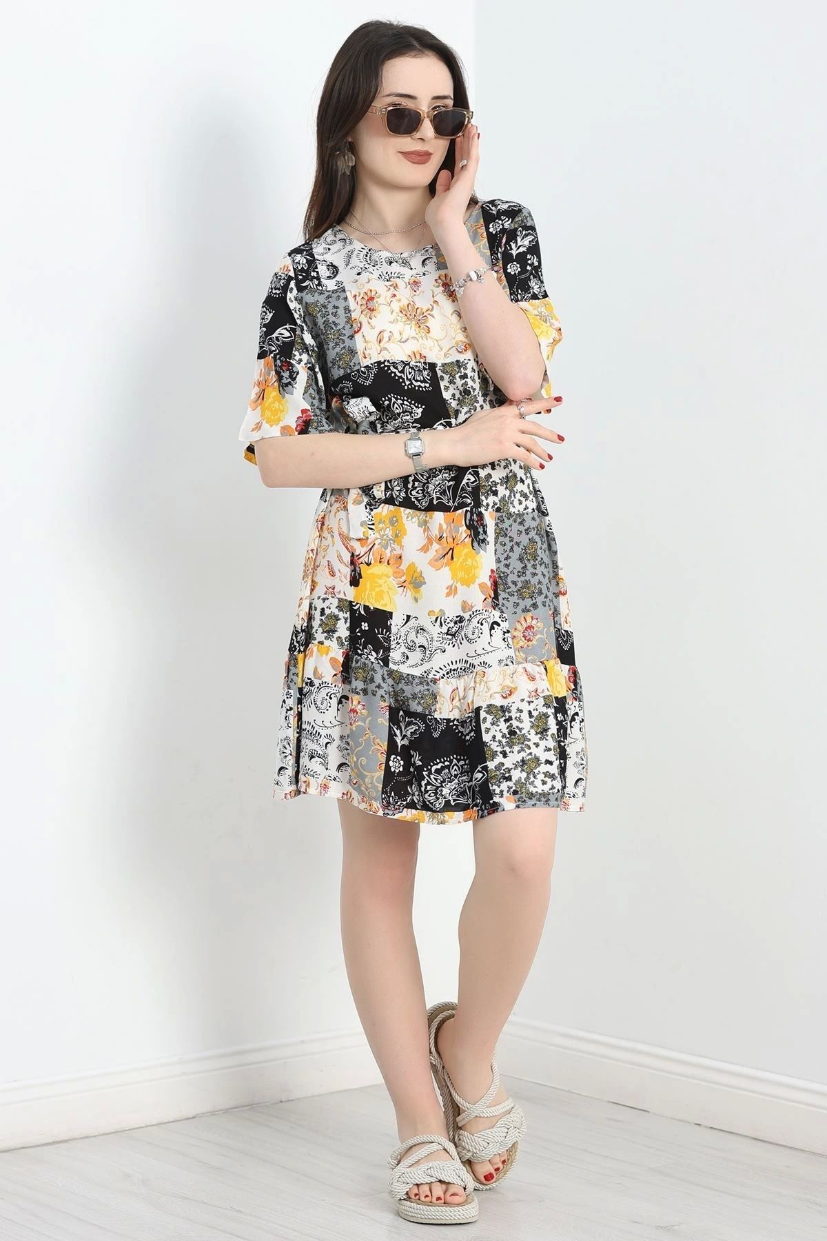 OurStyles Kuşaklı Elbise Beyazbej - 40984.701.