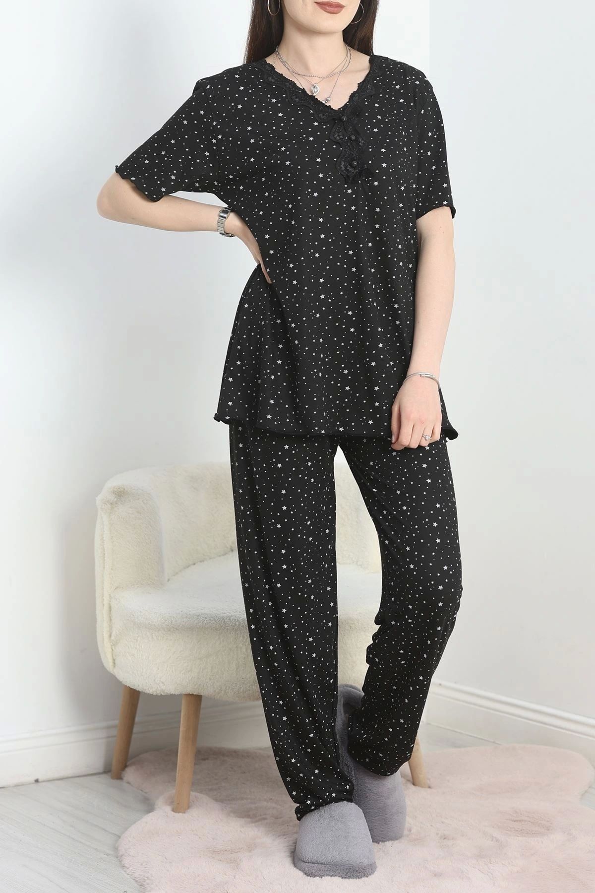 OurStyles Bamboo Pijama Takımı Siyahyıldız - 40767.1952.