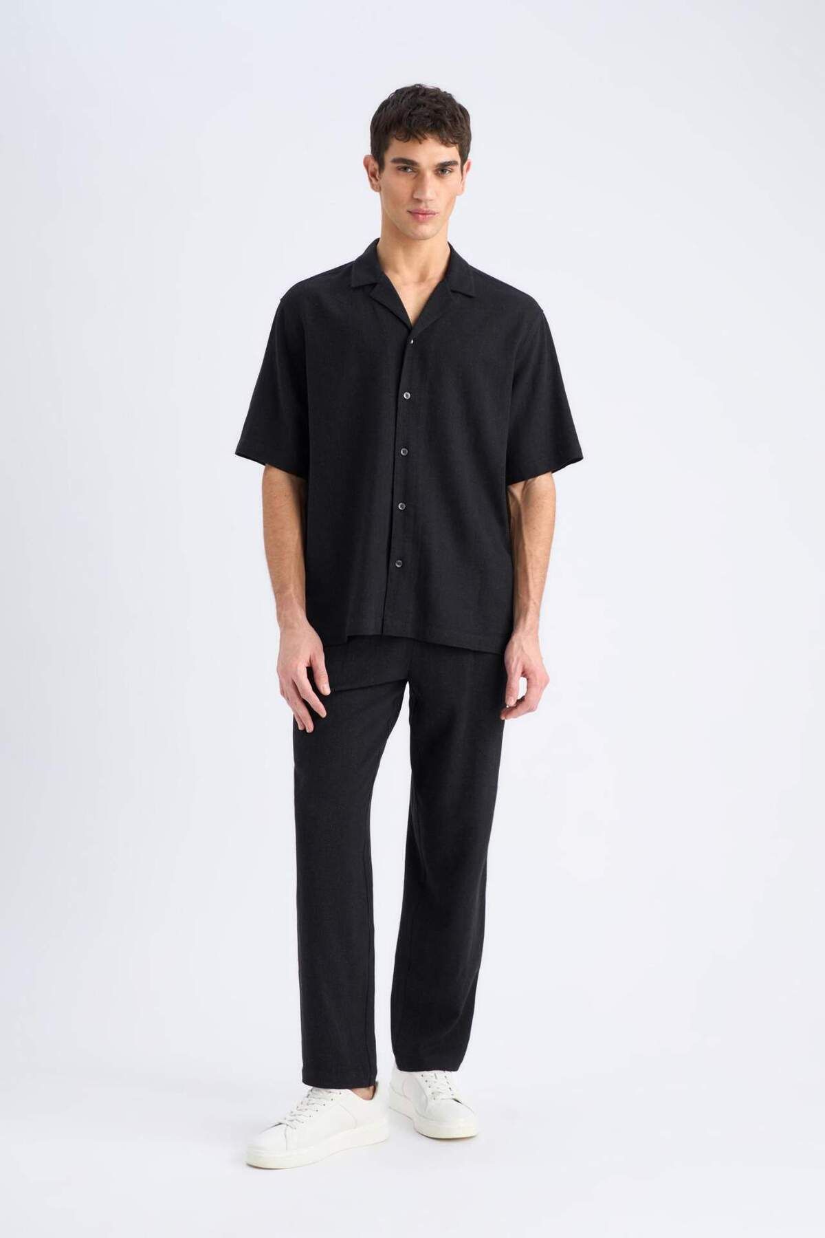 DeFacto-Summer Viscose Jogger Pants Regular Fit Regular Cut Linen Blended Straight Leg with Pockets B4867Ax25Sm 5