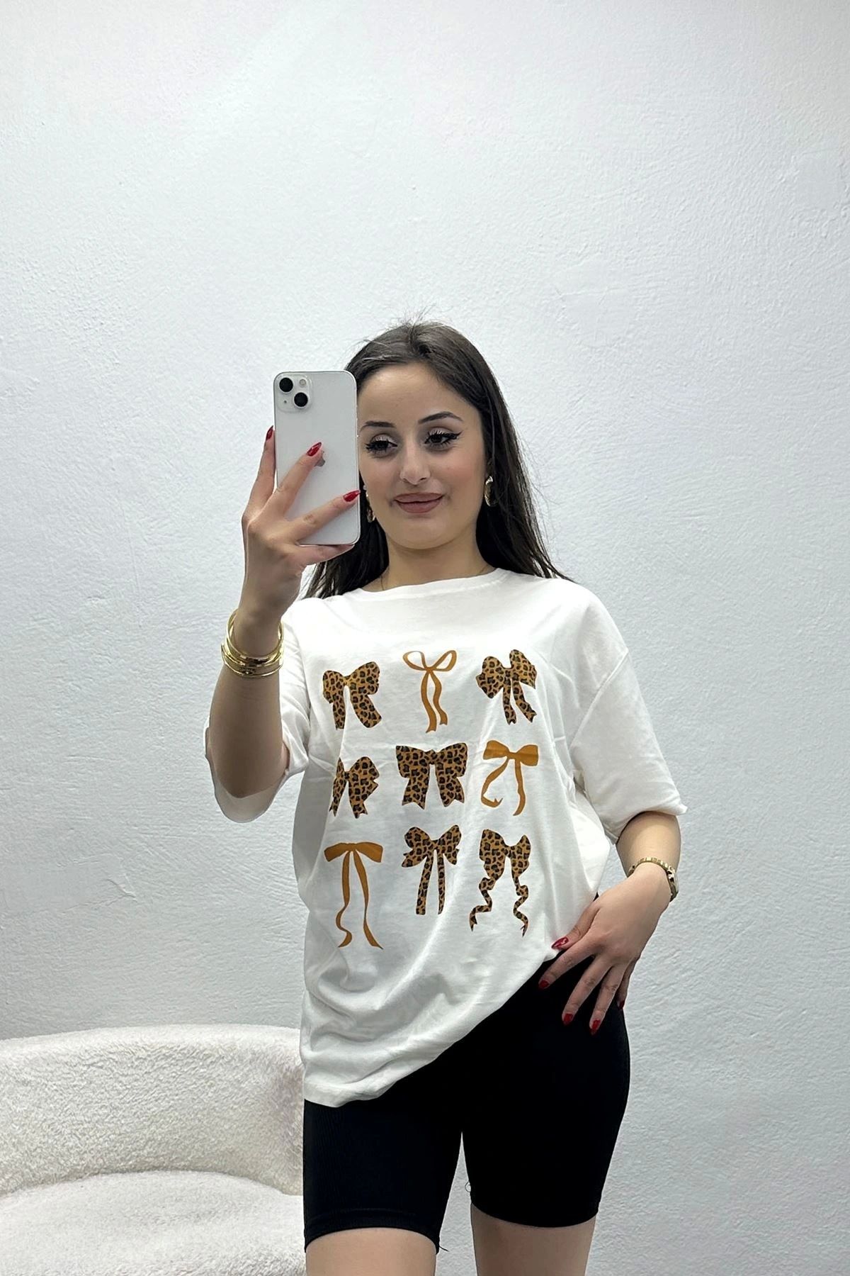 OurStyles Lüx Penye Baskılı Oversize Tişört Lila - 30499.1878.