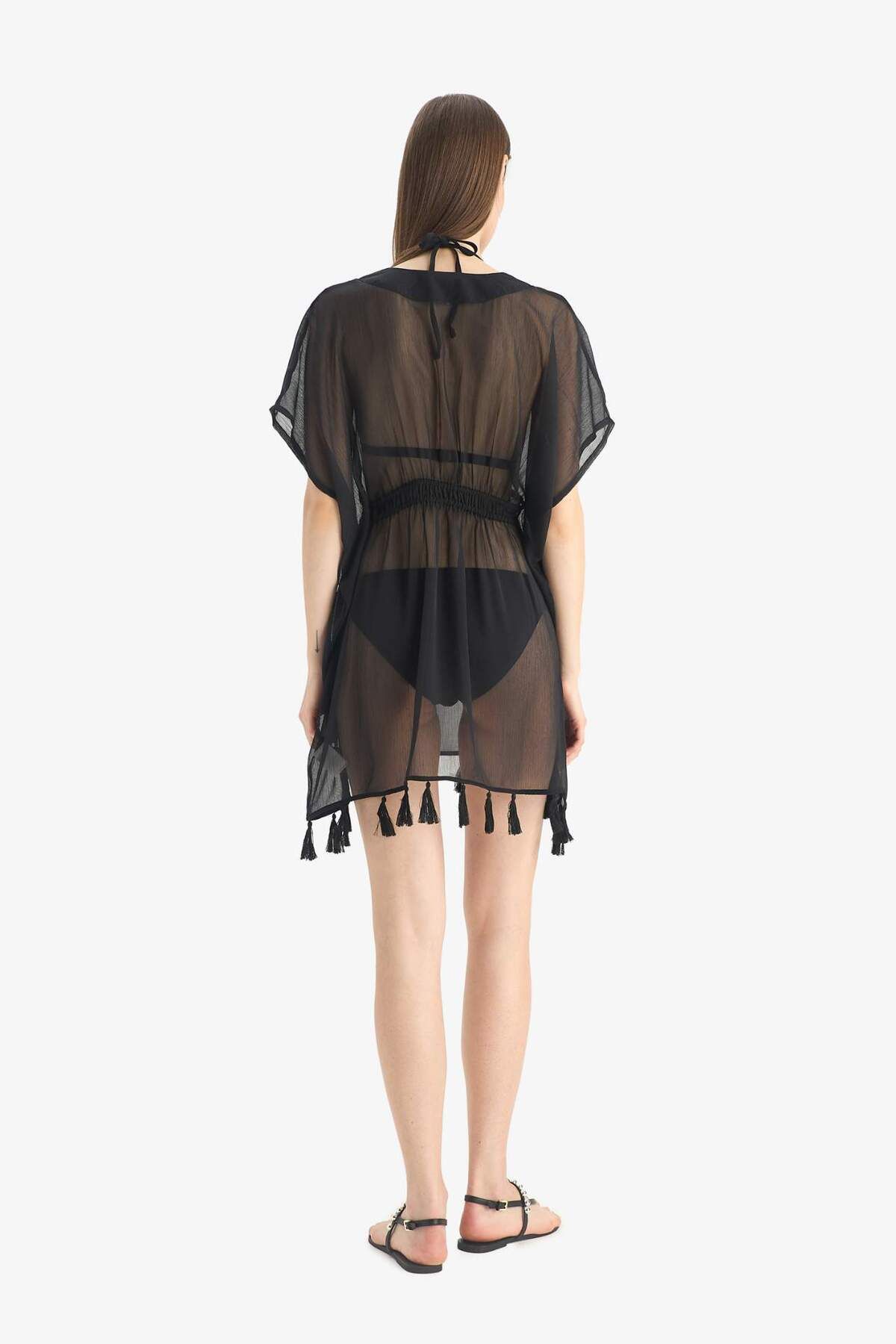 DeFacto-Schwarzer Chiffon-Kimono – Fall In Love Z9958az25sm 6
