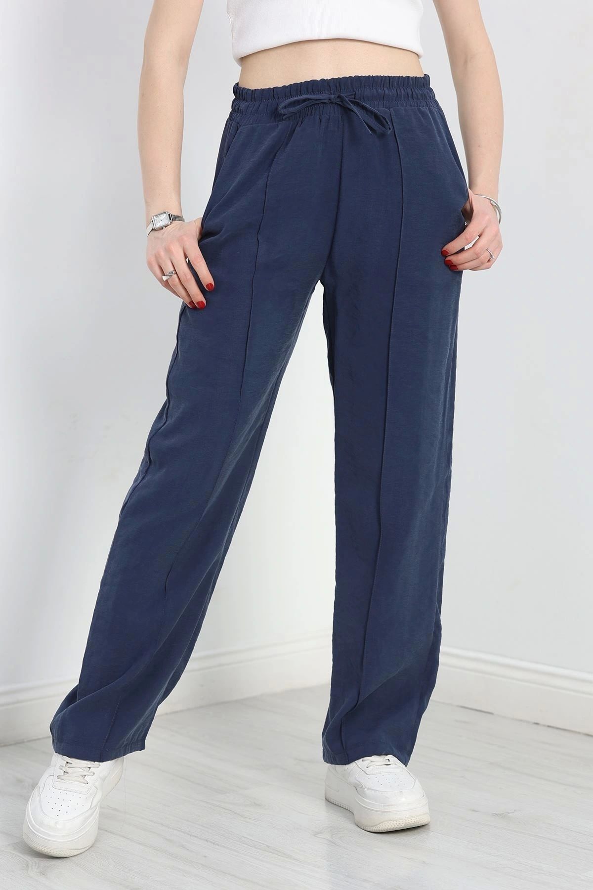 OurStyles Palazzo Soft Touch Kumaş Lastikli Pantolon Siyah - 70568.1837.