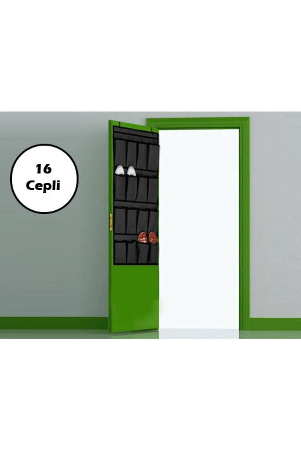 Angoravi 16 Cepli Kapı Arkası Çok Amaçlı Organizer - Siyah