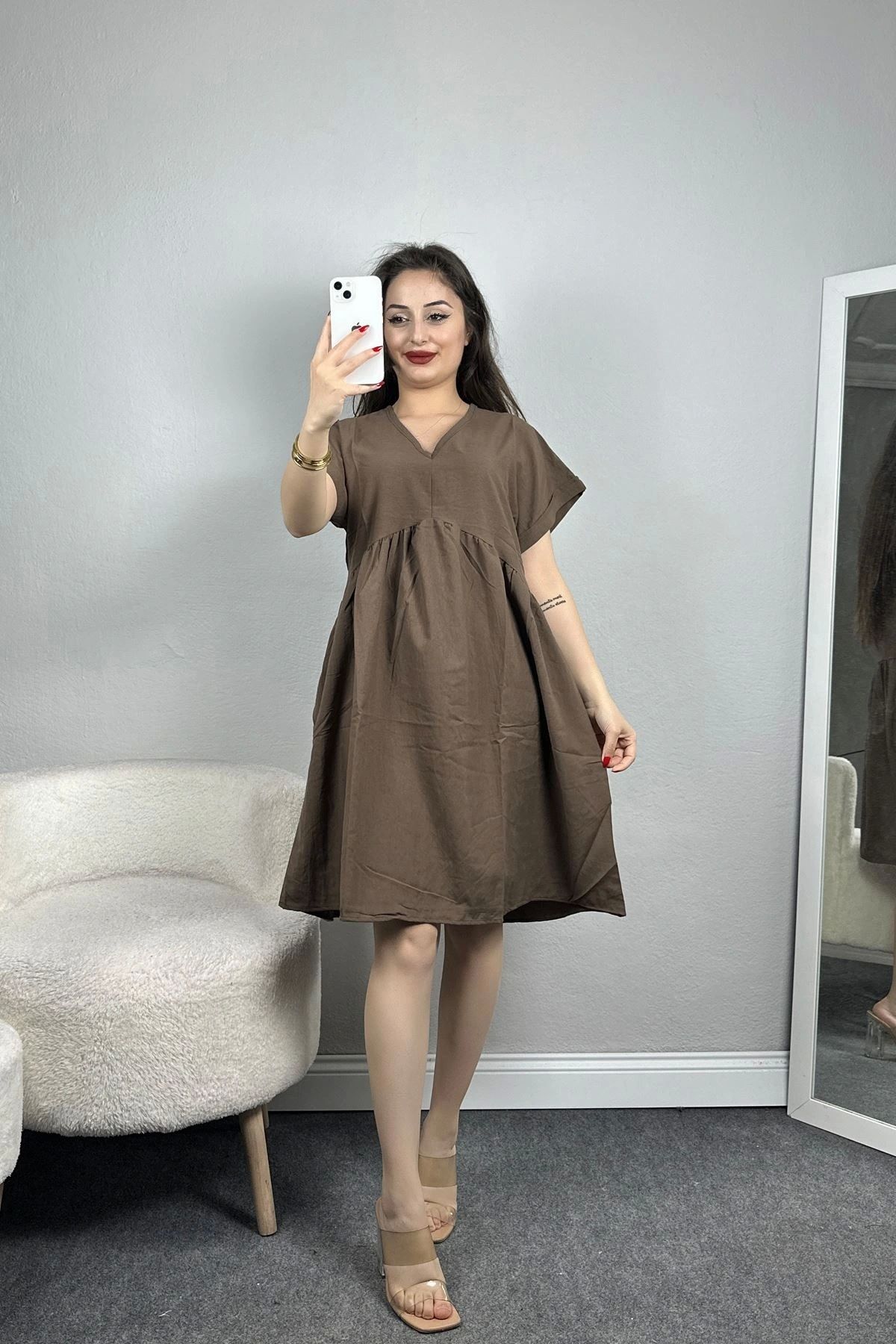 OurStyles Poplin Kumaş Elbise Yeşil - 40978.701.