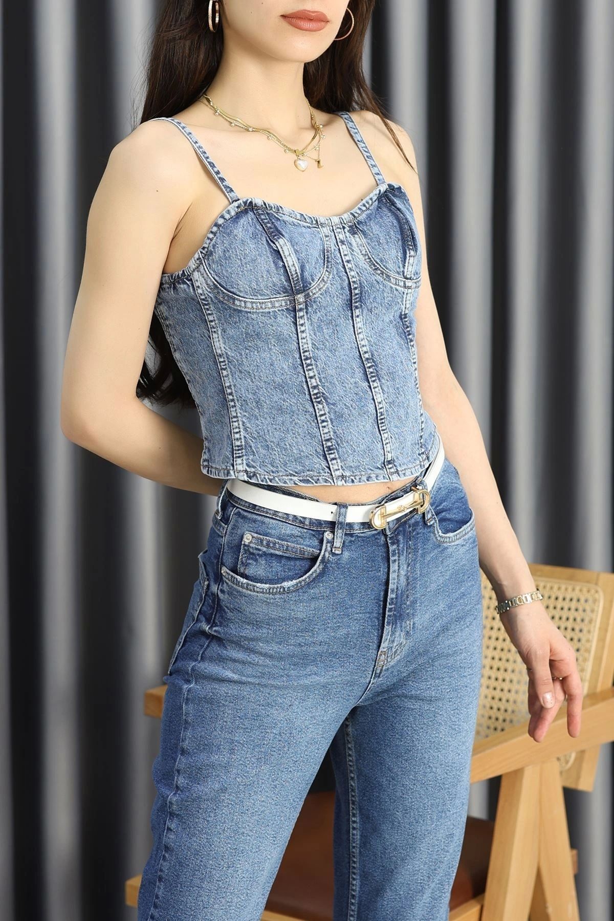 OurStyles Denim Büstiyer Mavi - 1136.1966.