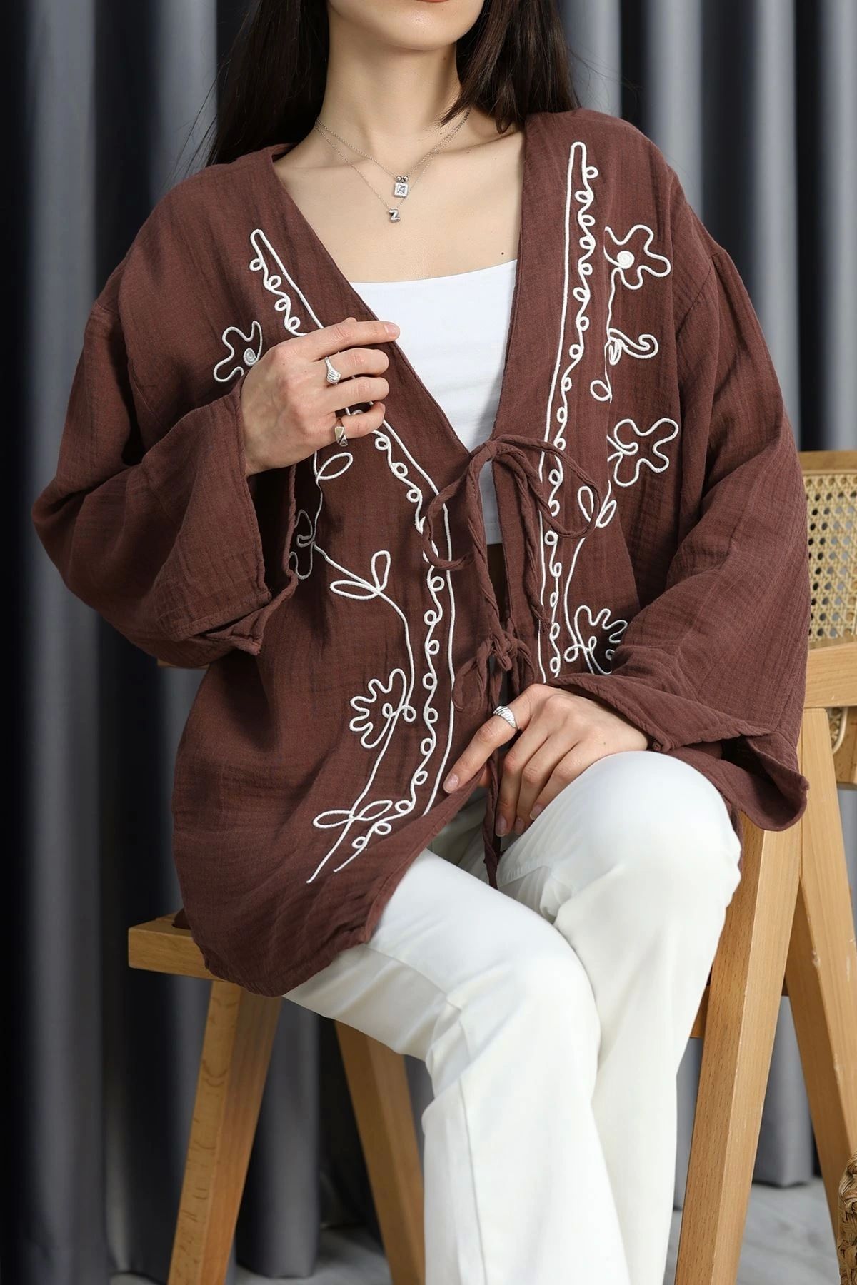 OurStyles Müslin Nakışlı Hırka Haki - 41120.1254.