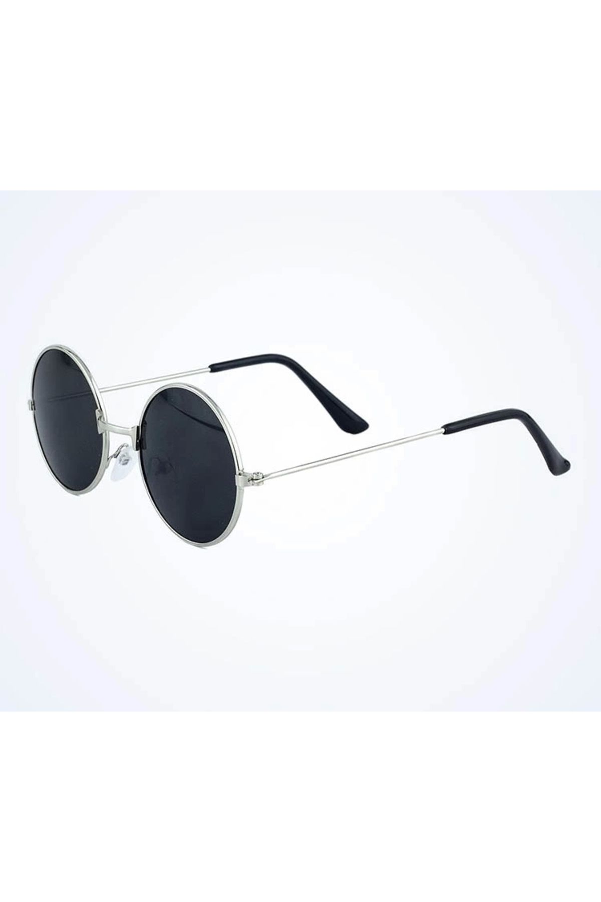 ShopNova Yulak Cam John Lennon Tarzı Gümüş Çerçeveli Siyah Gözlük
