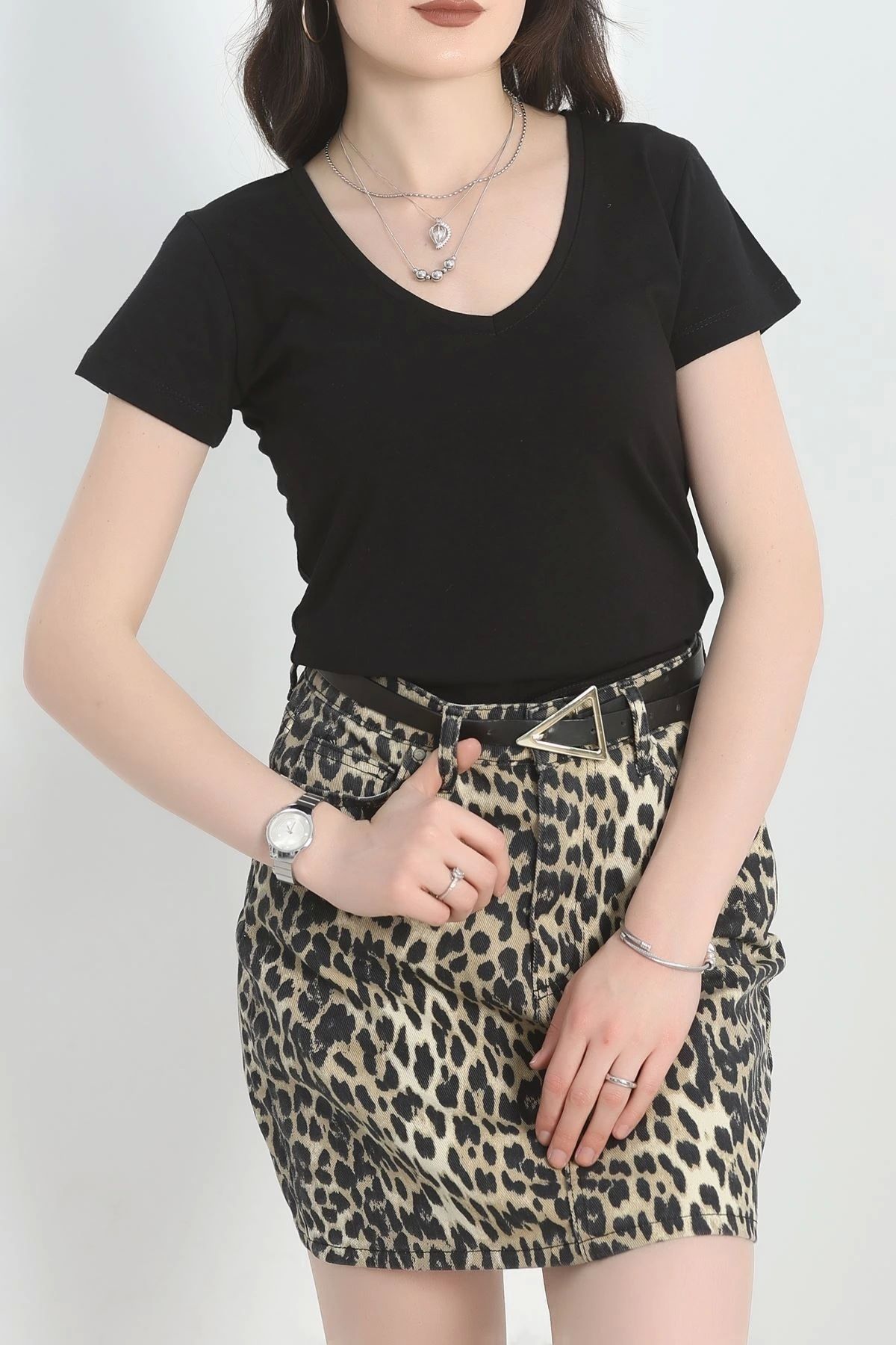 OurStyles V Yaka Likralı Kompak Body Haki - 80800.1878.